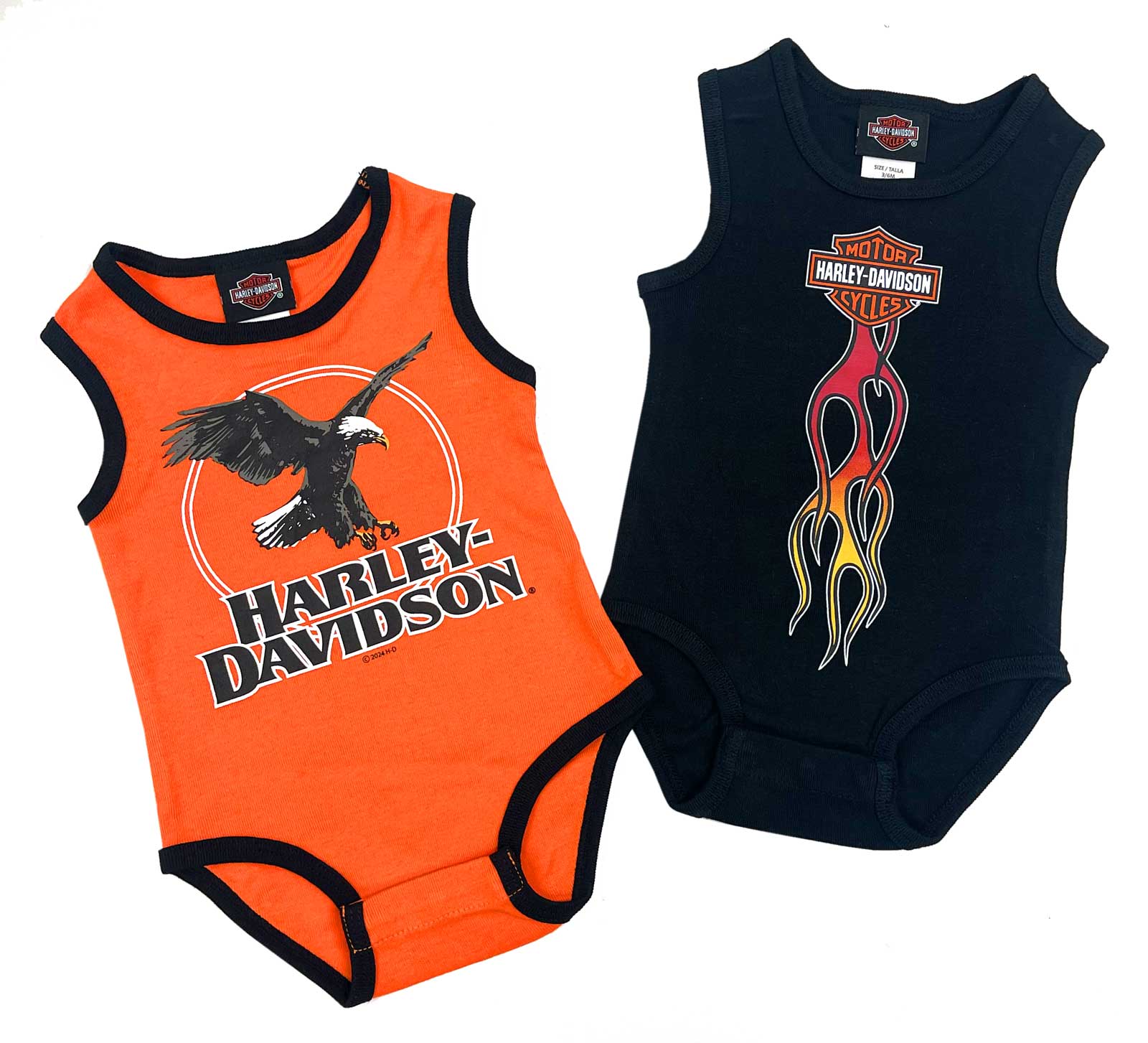Harley-Davidson Baby Boys' 2-Piece Infant Ribbed Bodysuits, Black & Orange - Wisconsin Harley-Davidson