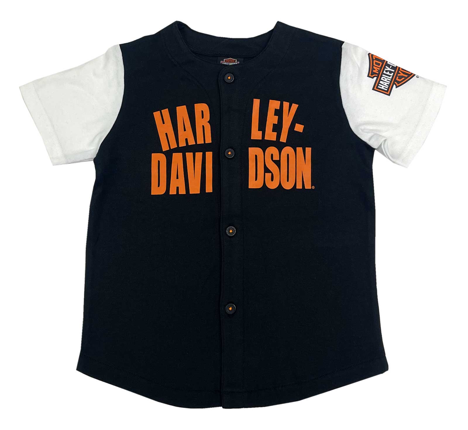 Harley-Davidson Little Boys' Bar & Shield Short Sleeve Colorblock Baseball Tee - Wisconsin Harley-Davidson