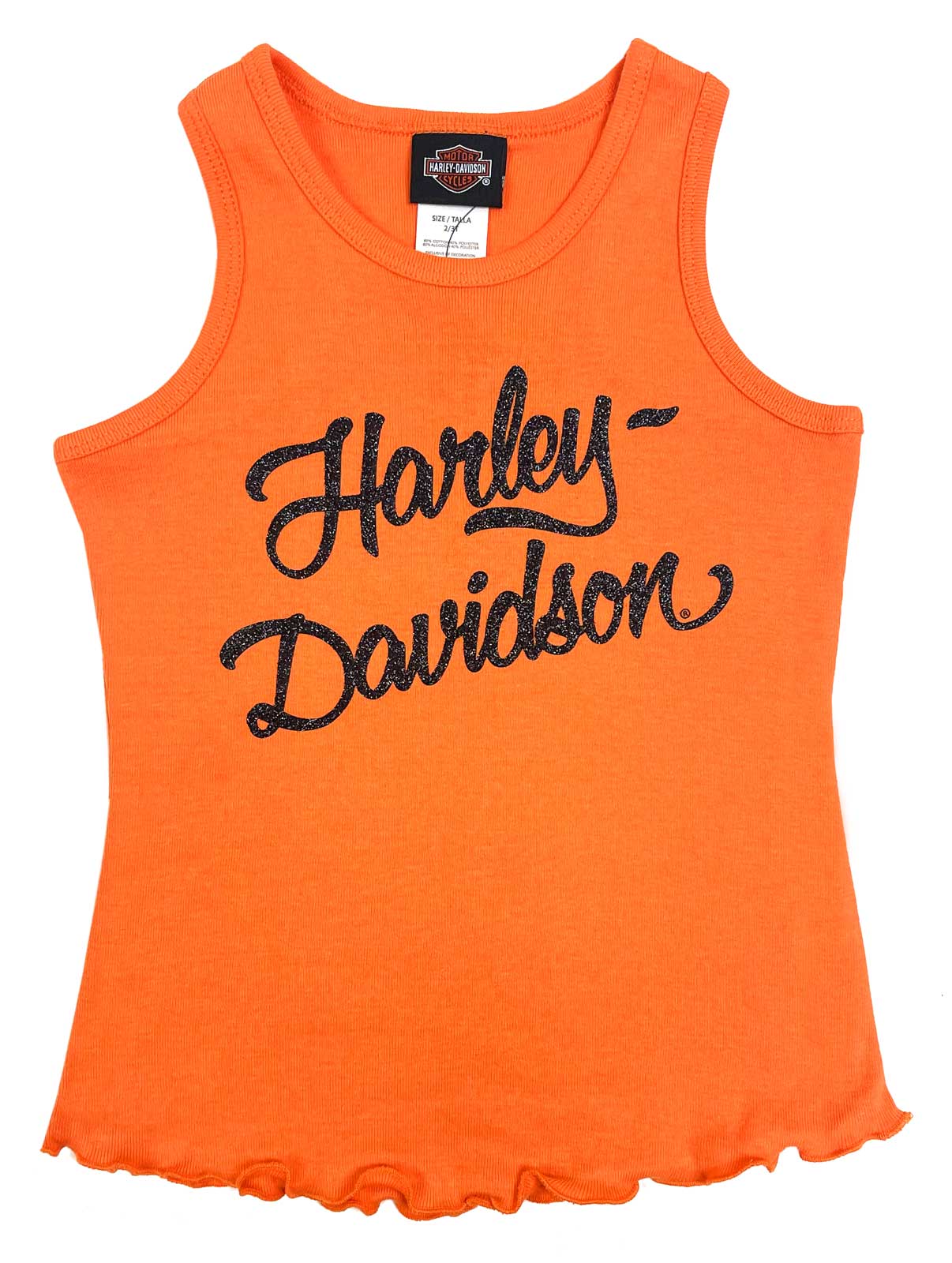 ◇EXPIRED GIRL◇ Aries Top ORANGE Harley-Davidson® Big Girls' Glittery Rib Racerback