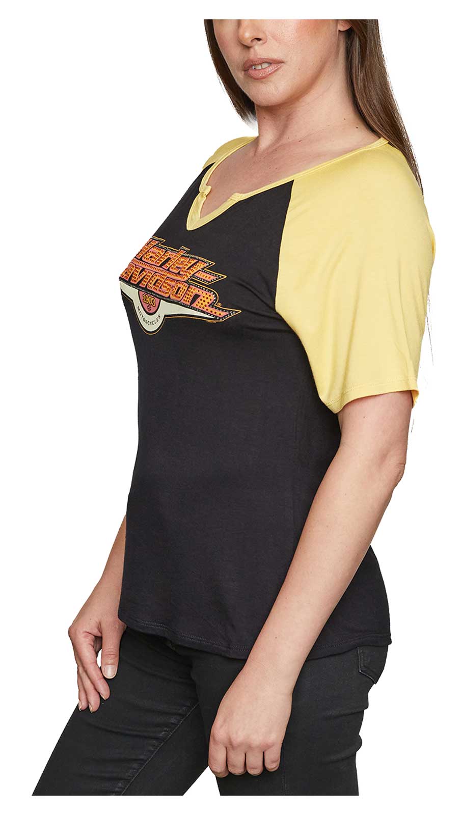 Harley-Davidson Free Shipping - Harley-Davidson Women's Goldline Embellished Short Sleeve Raglan Tee, Black - Free Shipping on many products plus Orders Over $99