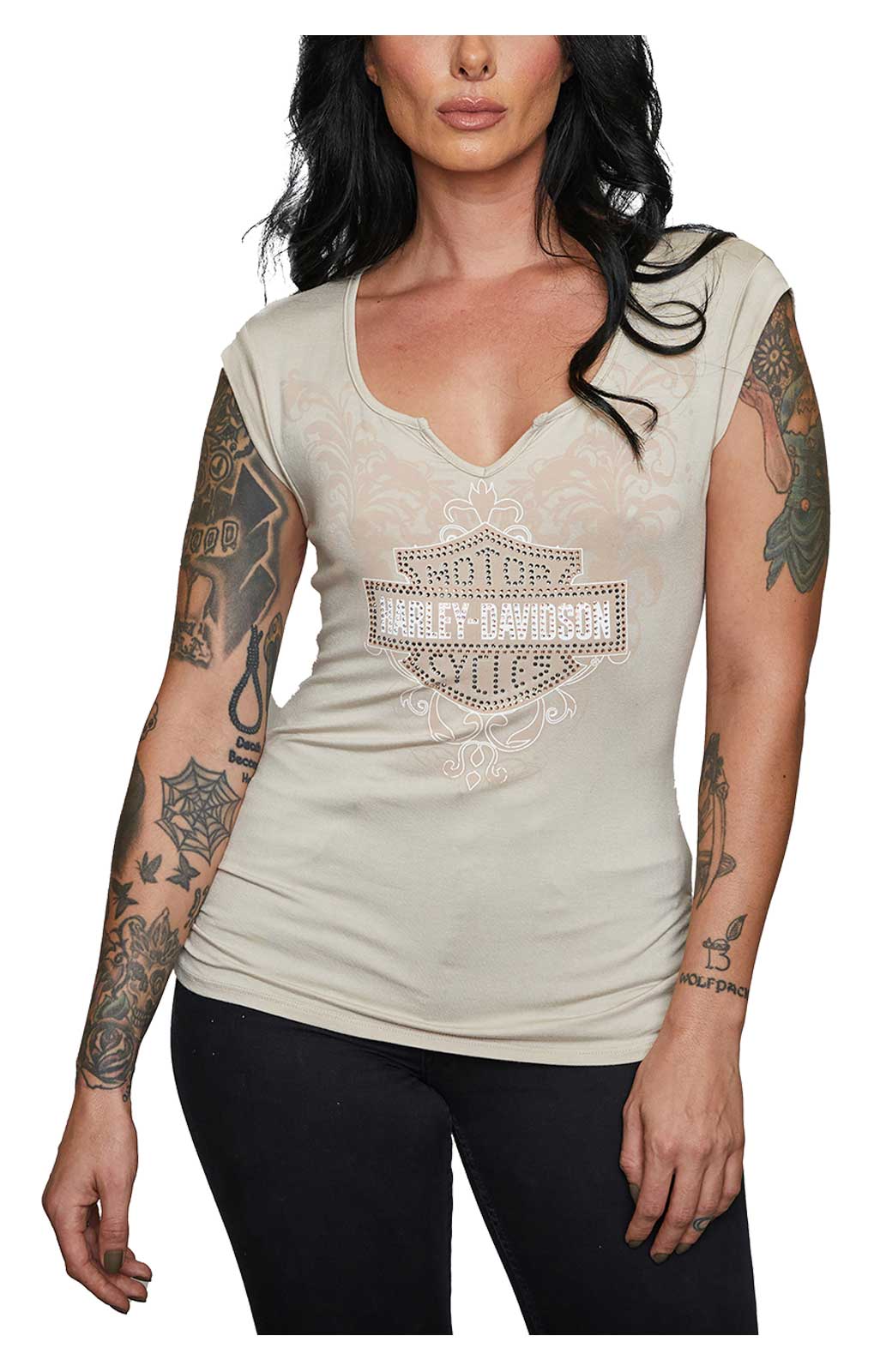 Harley-Davidson® Women's Embellished Mind Boost Short Sleeve V