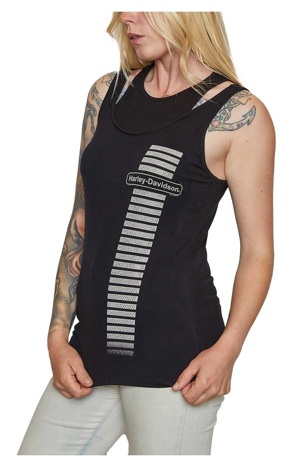 Harley-Davidson Free Shipping - Harley-Davidson Women's To The Edge Double Layer Sleeveless Tank Top, Black - Free Shipping on many products plus Orders Over $99