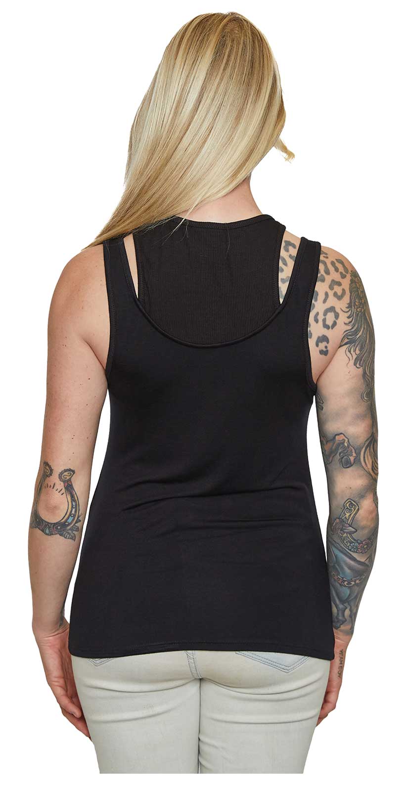 Harley-Davidson Women's To The Edge Double Layer Sleeveless Tank Top, Black - No Hassle Returns at Wisconsin Harley