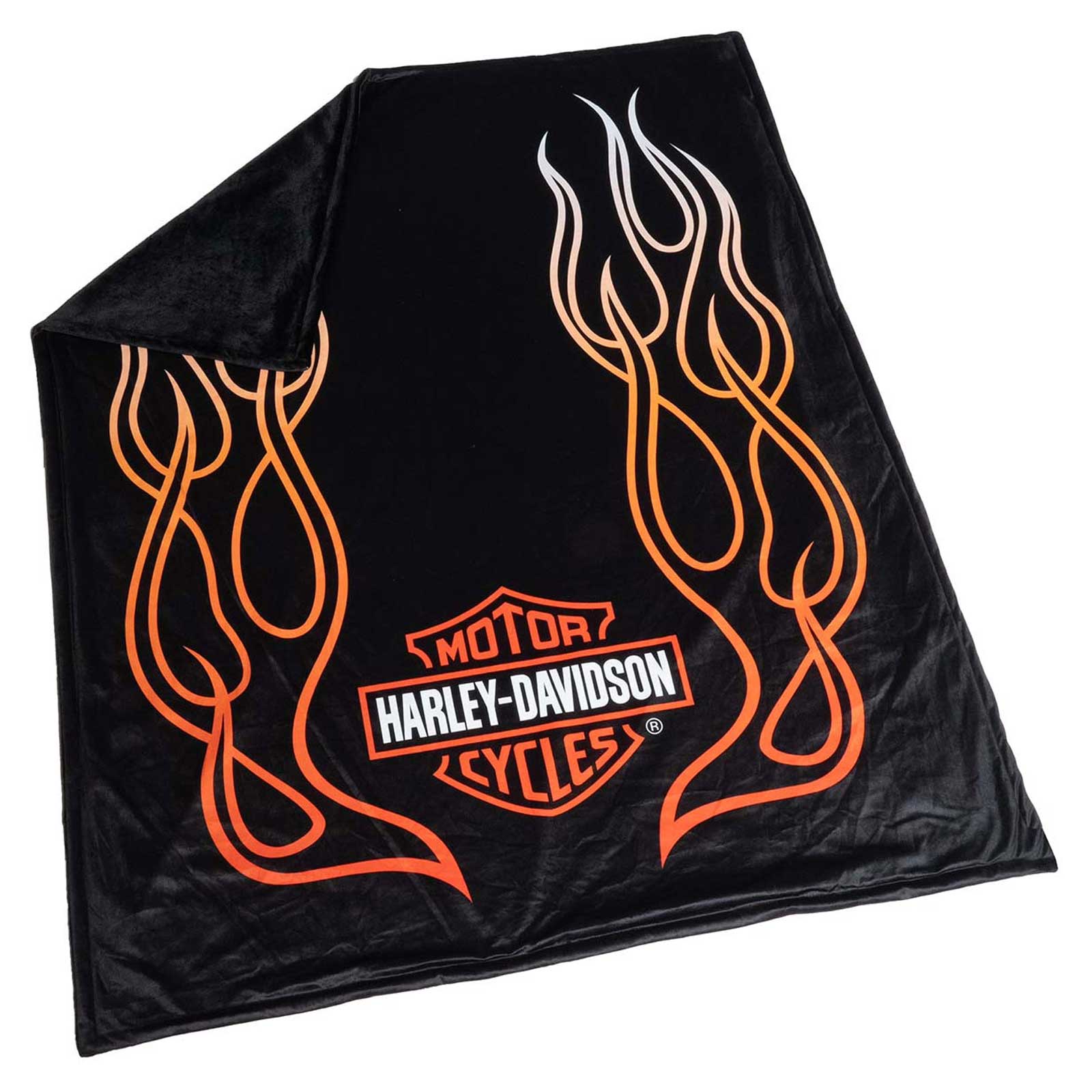 Harley-Davidson Free Shipping - Harley-Davidson Flames Bar & Shield Fleece Blanket w/ Sherpa Backing - Black - Free Shipping on many products plus Orders Over $99