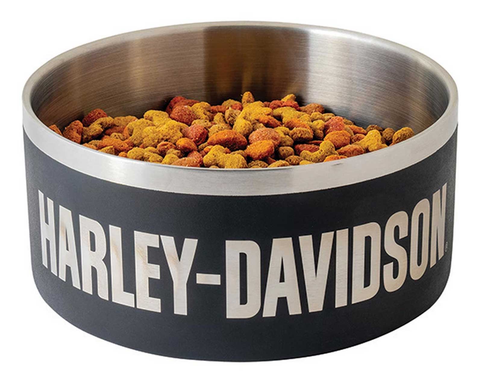 Harley-Davidson Double-Wall Stainless Steel Insulated Pet Bowl - Small - Black - Wisconsin Harley-Davidson