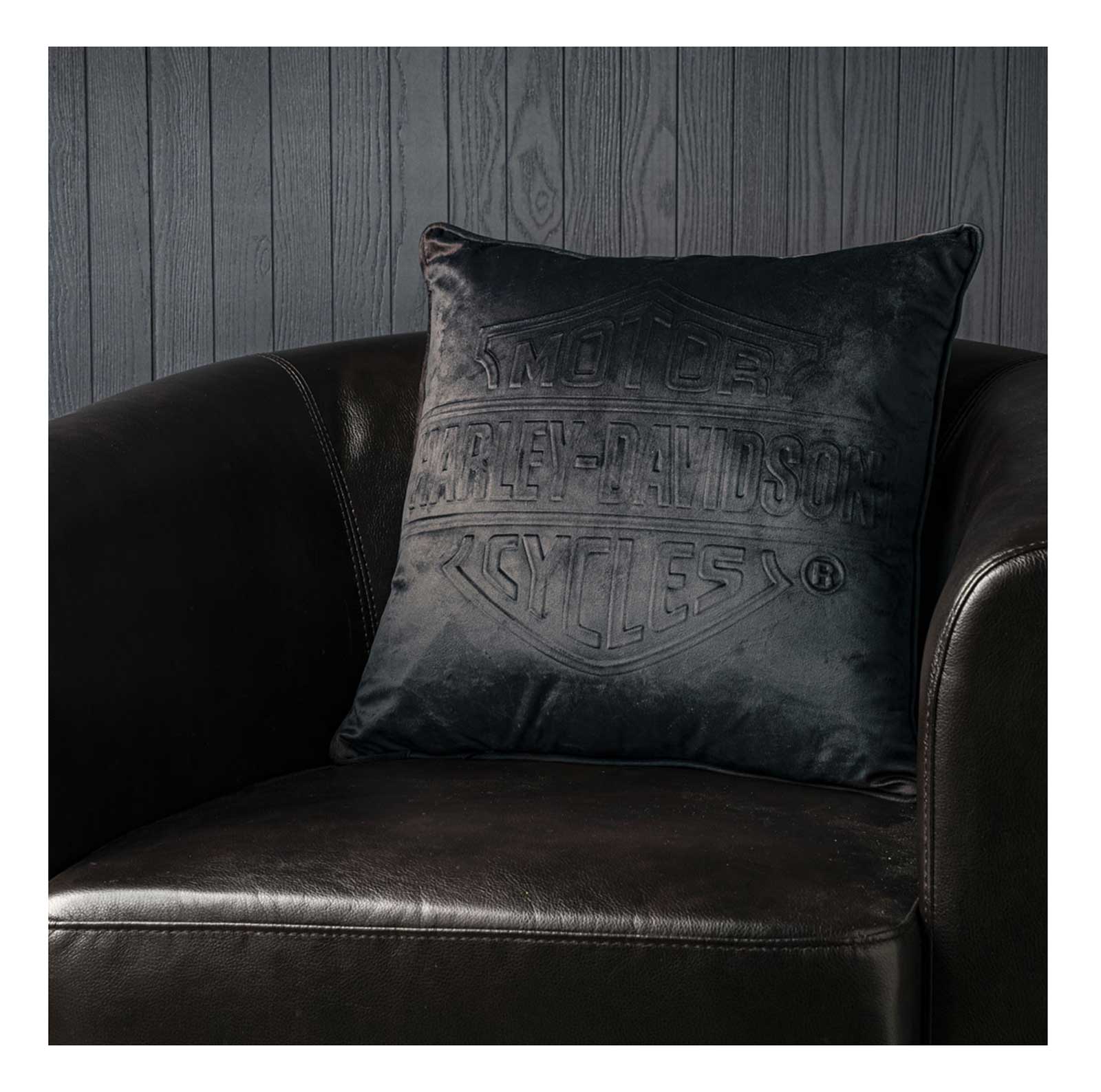 Harley-Davidson Flames Embossed Bar & Shield Fleece Decorative Pillow - Black - Largest Selection of Harley-Davidson Products