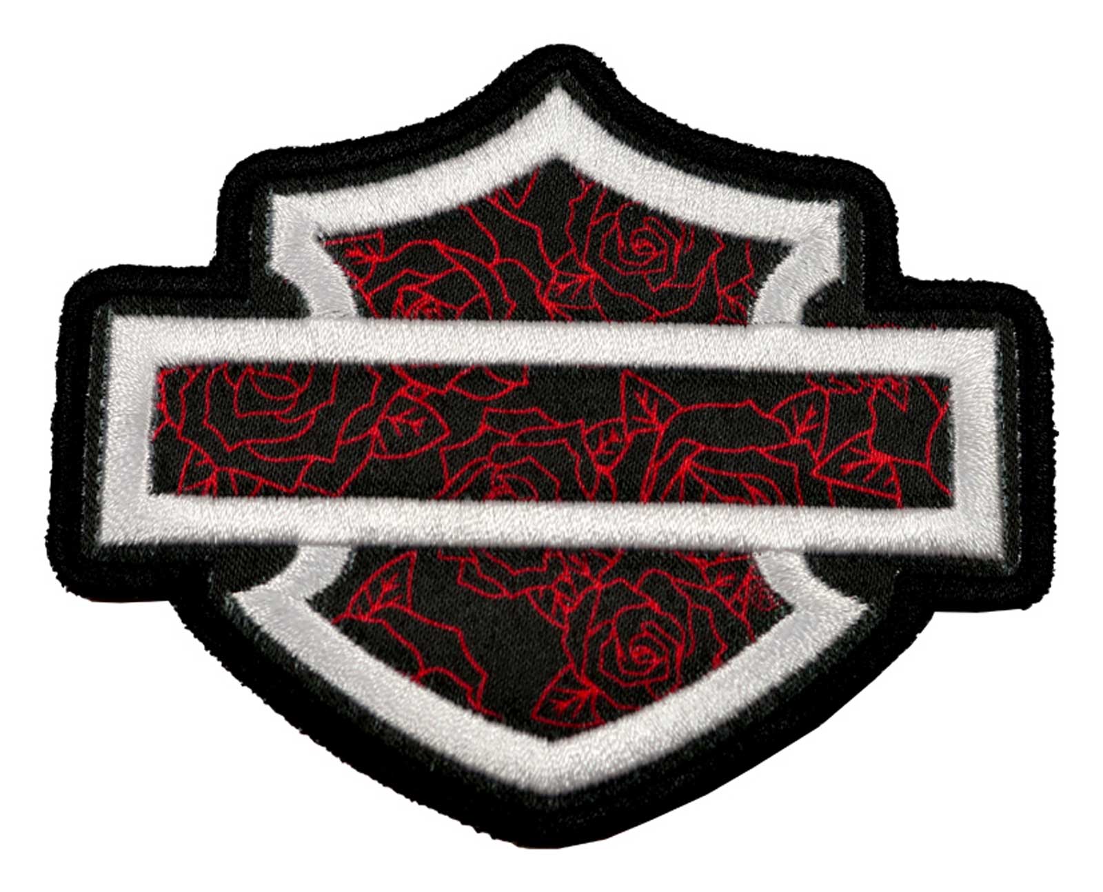 Harley-Davidson 3.5in. Embroidered Hollow Roses Bar & Shield Emblem Sew-On Patch - Wisconsin Harley-Davidson