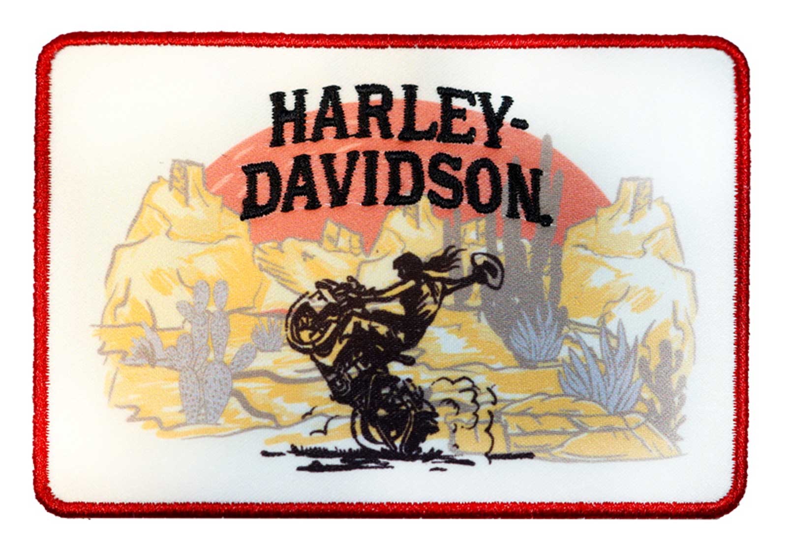 Harley-Davidson 4 in. Embroidered Desert Rodeo Emblem Sew-On Patch, White - Wisconsin Harley-Davidson