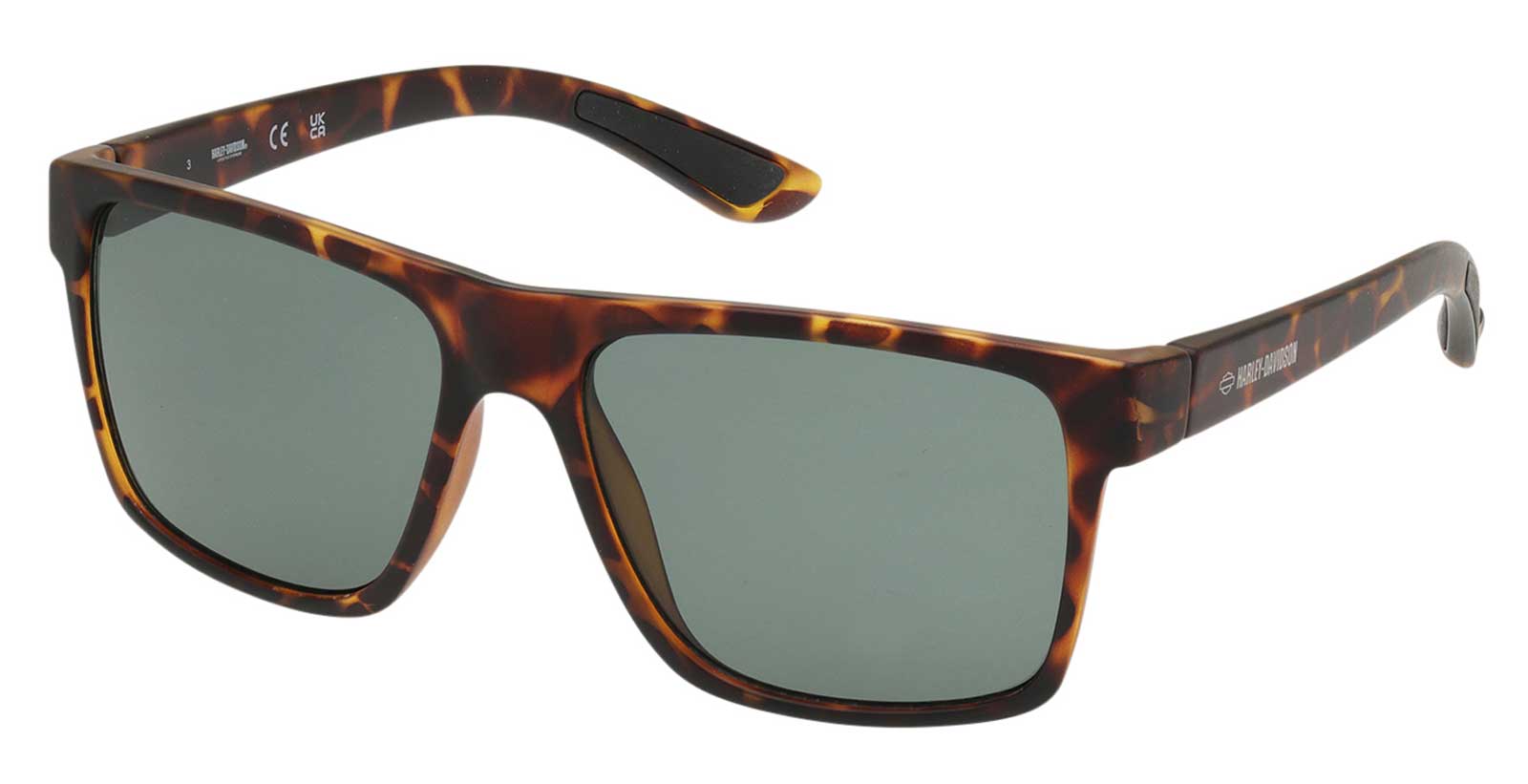 Harley-Davidson Men's Navigator Sunglasses Matte Tortoise Frame & Green Lens - Wisconsin Harley-Davidson