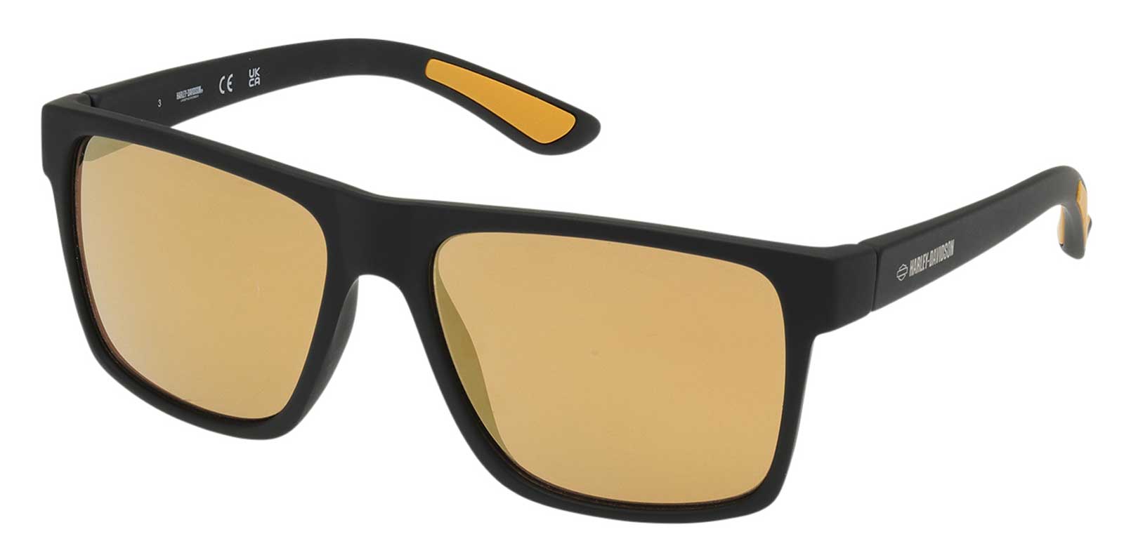 Harley-Davidson Men's Navigator Sunglasses Black Texture Frame Brown Mirror Lens - Wisconsin Harley-Davidson