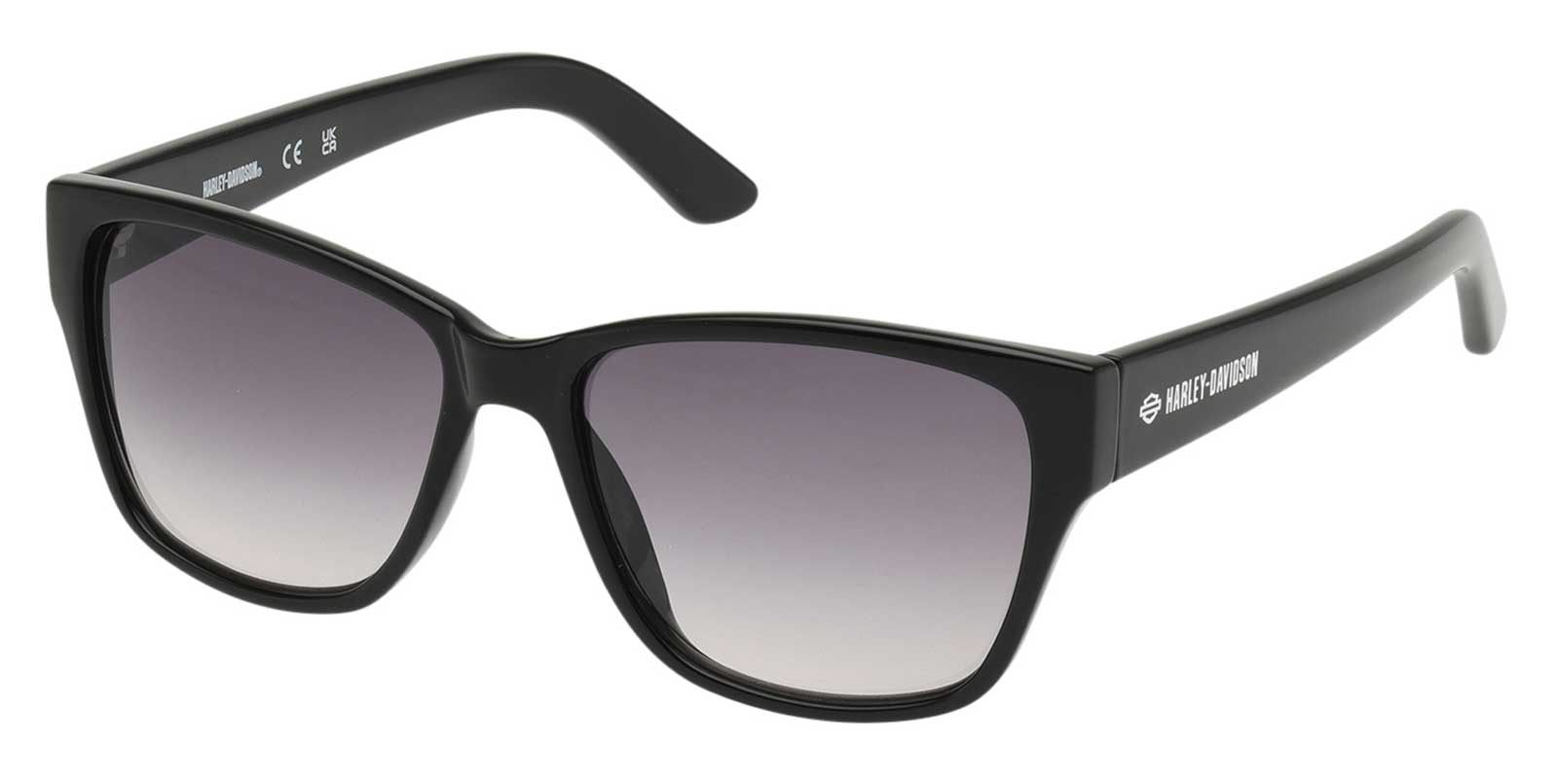Harley-Davidson Women's Square Sunglasses, Shiny Black Frame Gradient Smoke Lens - Wisconsin Harley-Davidson