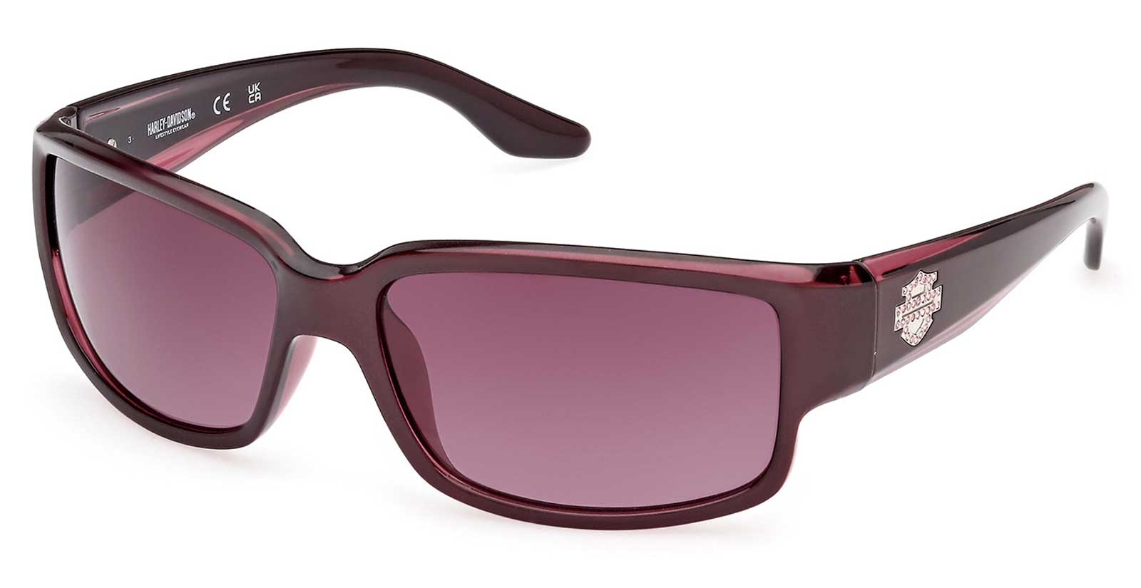 Harley-Davidson Women's Rectangular Plastic Sunglasses, Shiny Bordeaux Red - Wisconsin Harley-Davidson