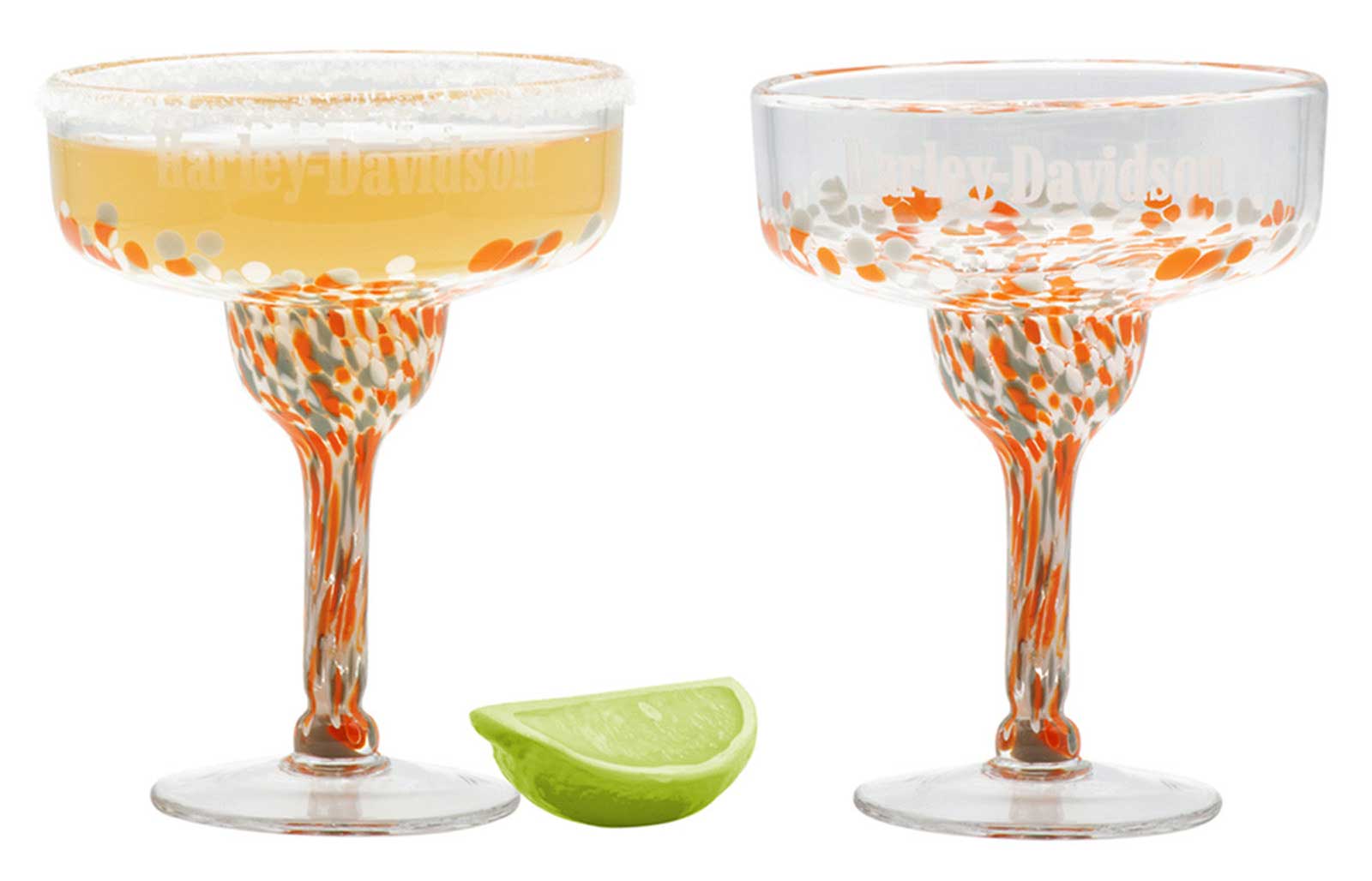 Harley-Davidson Free Shipping - Harley-Davidson Confetti Margarita Glass Set - Hand-Blown - Set of 2 - 15 oz. - Free Shipping on many products plus Orders Over $99