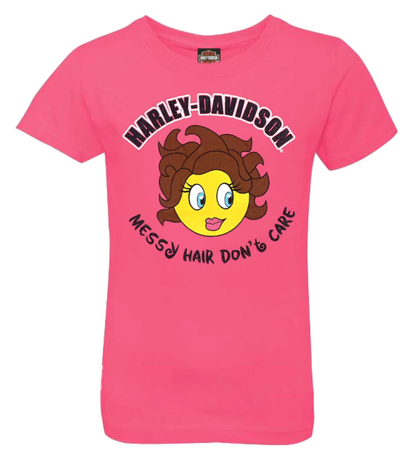 Harley-Davidson® Little Girls' Messy Hair Emoji Short Sleeve T