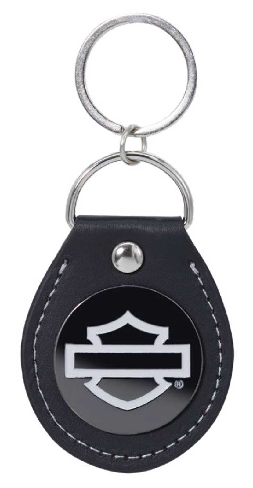 Harley-Davidson Silhouette Bar & Shield Logo Vinyl Fob Key Chain - Black & Gray - Wisconsin Harley-Davidson