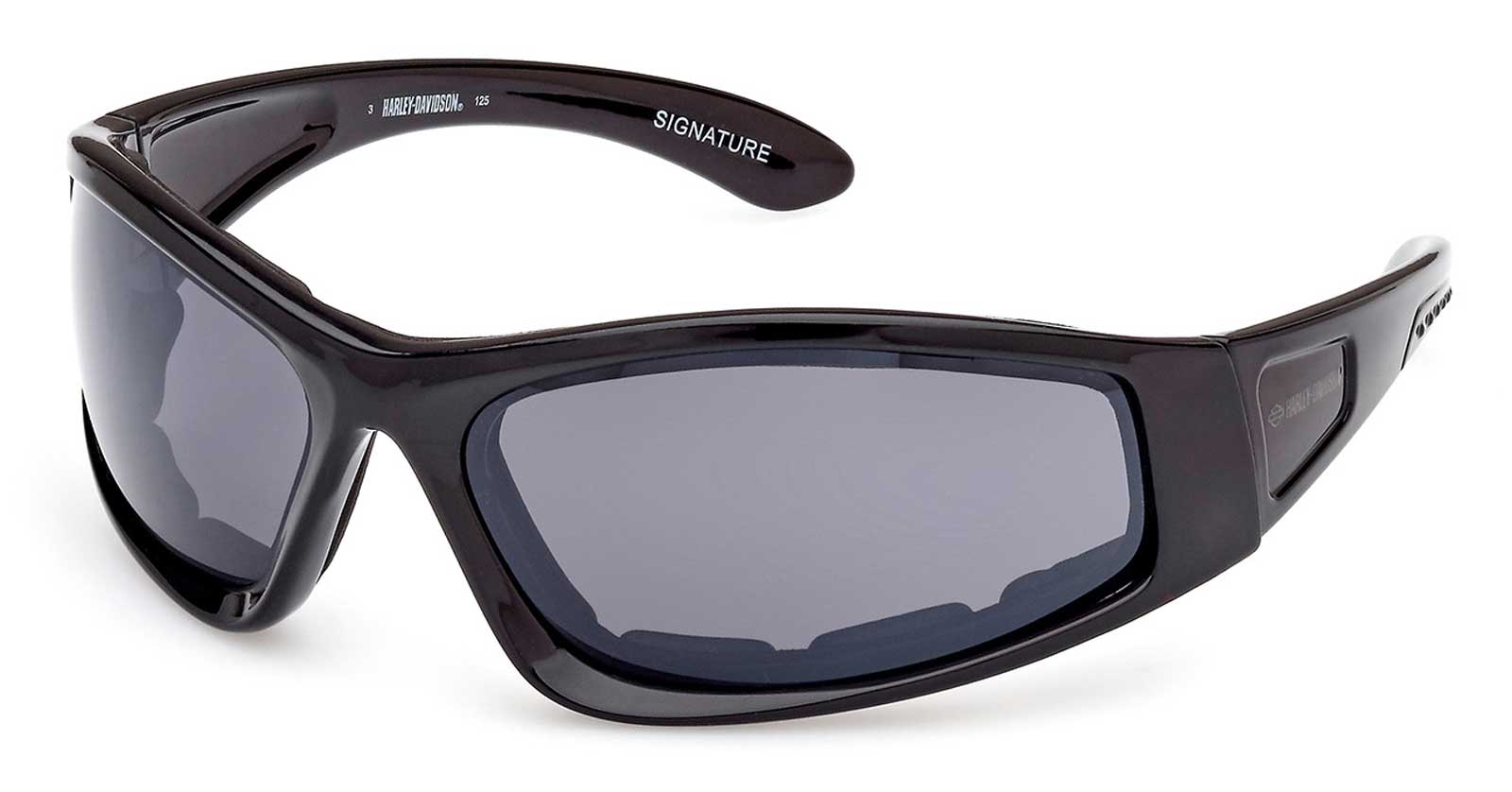 Harley-Davidson Men's Signature Foam Riding Sunglasses, Shiny Black w/Smoke Lens - Wisconsin Harley-Davidson