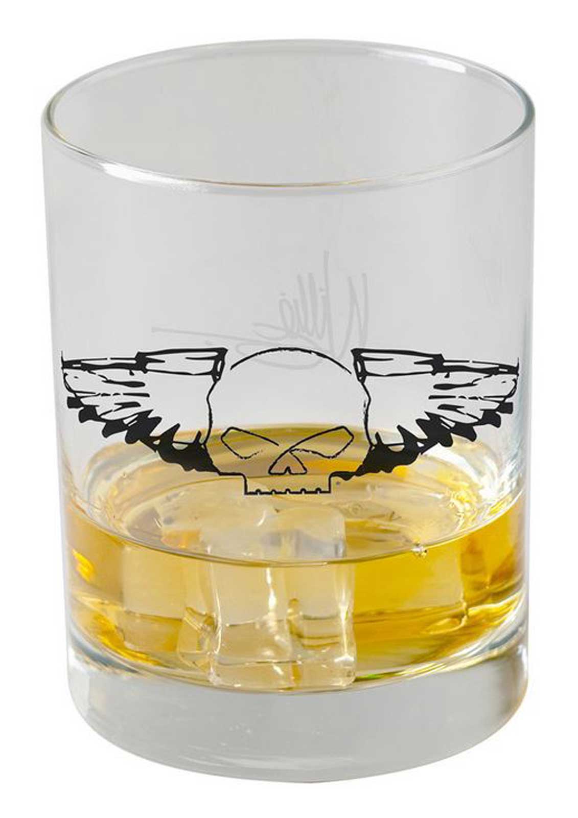 Harley-Davidson Willie G Sketch Silver Wings Double Old Fashion Glass - 13.5 oz. - Wisconsin Harley-Davidson