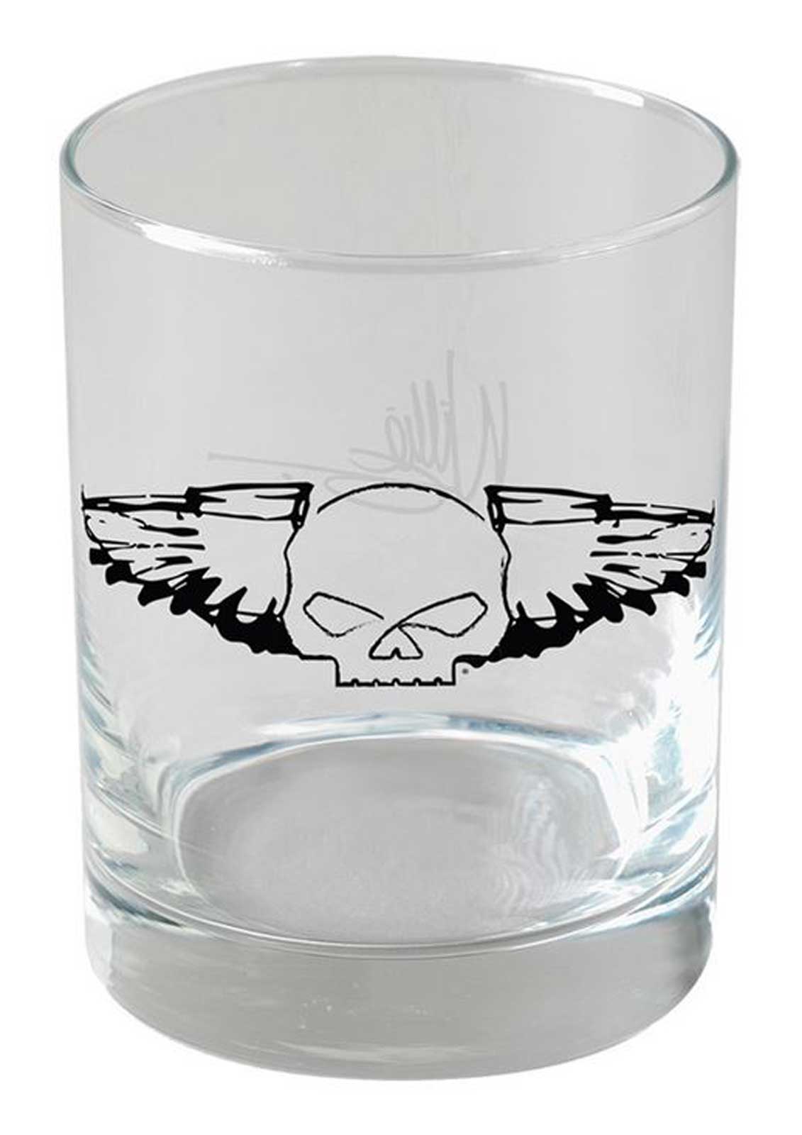 Harley-Davidson Willie G Sketch Silver Wings Double Old Fashion Glass - 13.5 oz. - No Hassle Returns at Wisconsin Harley