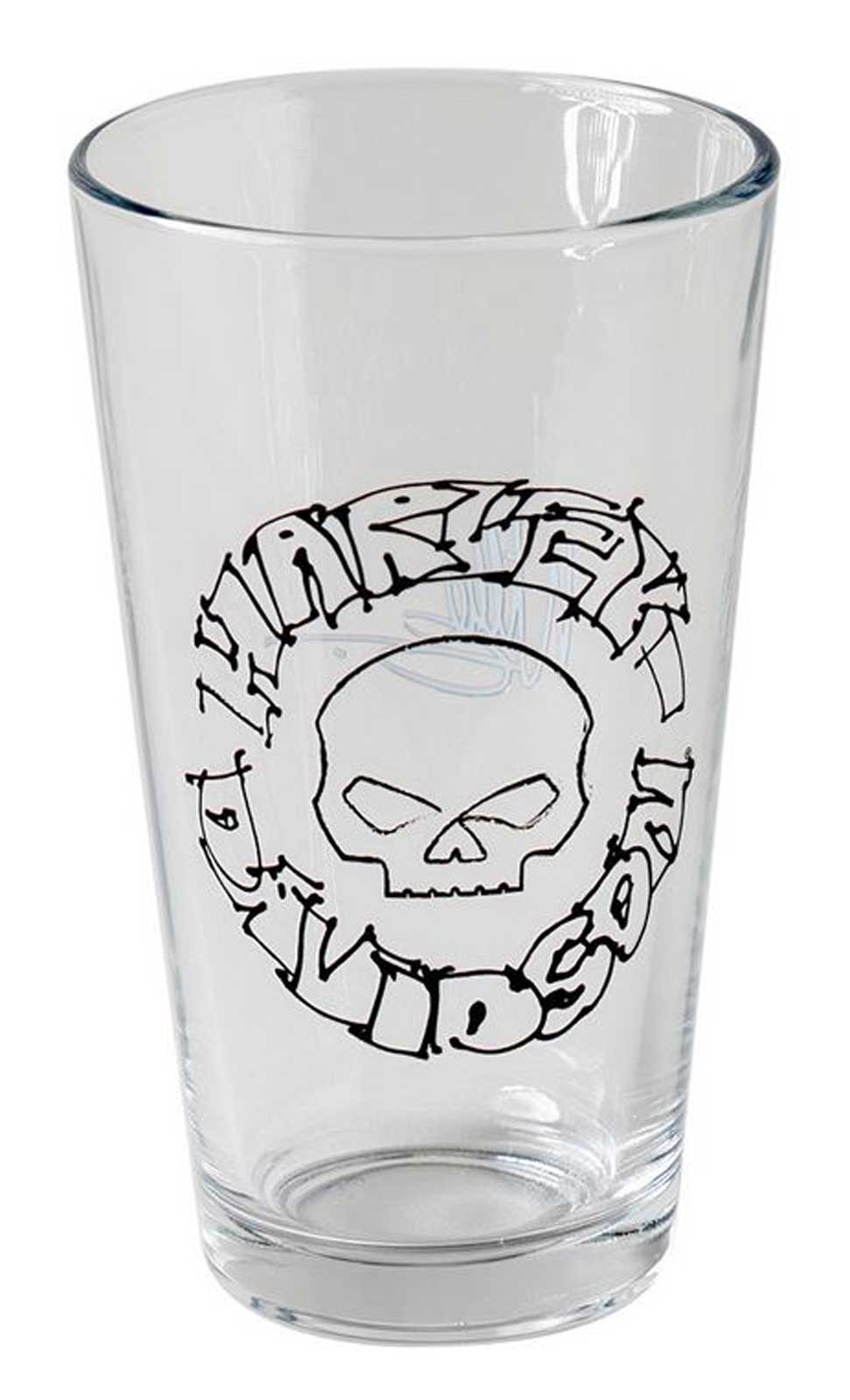 Harley-Davidson® 3D Willie G Skull Sketch Digital Graphic Pint