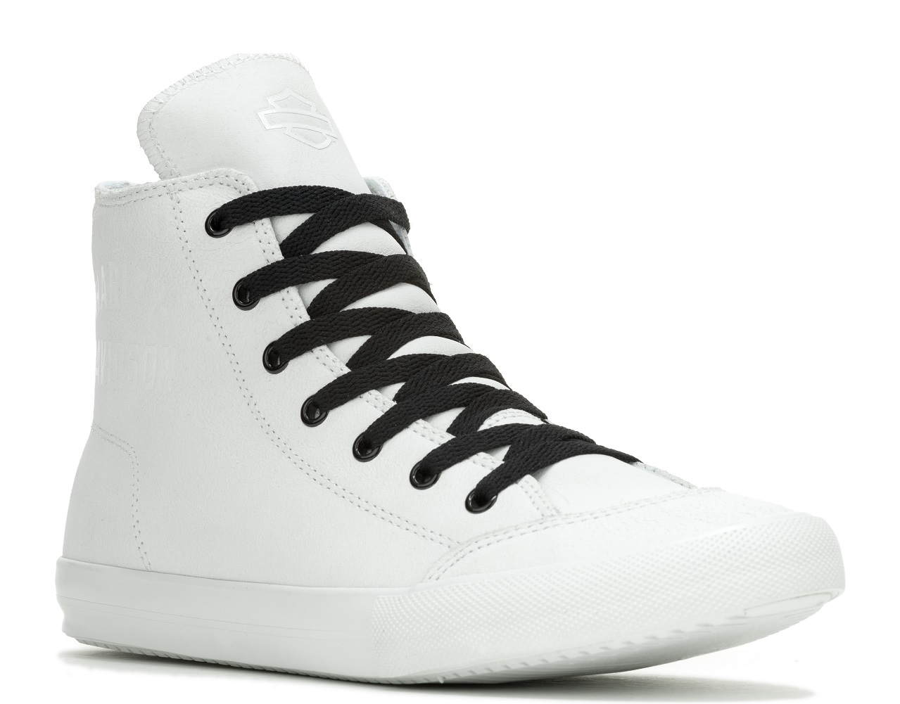 Harley-Davidson Men's Nathan High-Top Leather Sneakers, D93901 (White, 7) - Wisconsin Harley-Davidson