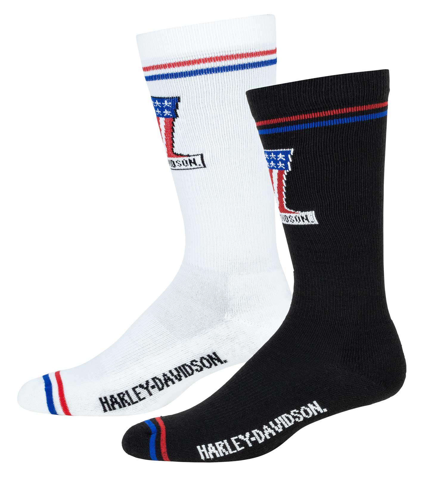 Harley-Davidson Women's 2-Pack #1 Logo Crew Moisture Wicking Riding Socks, Black - Wisconsin Harley-Davidson