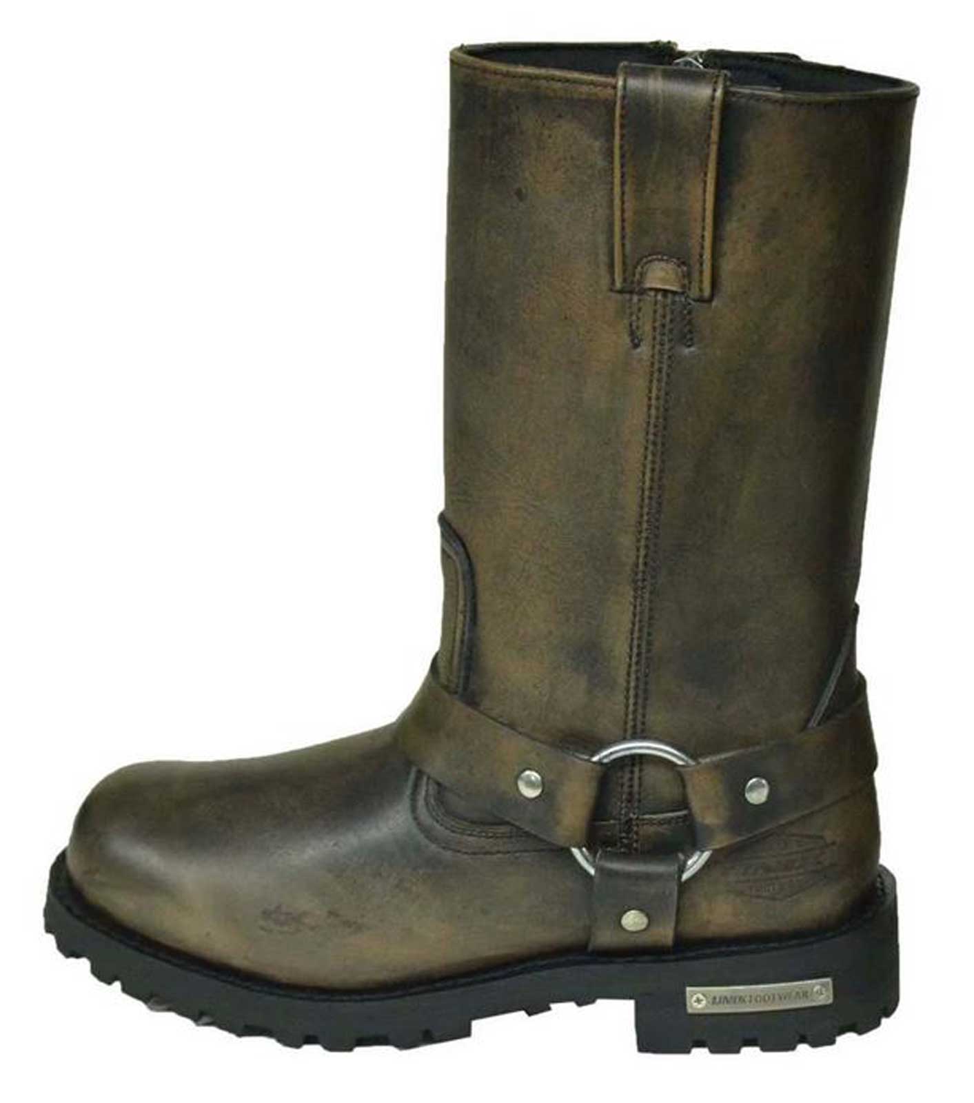 Unik Just for Bikers Men's Premium Leather Antique Motorcycle Boots, Classic Brown 10004-M - Wisconsin Harley-Davidson