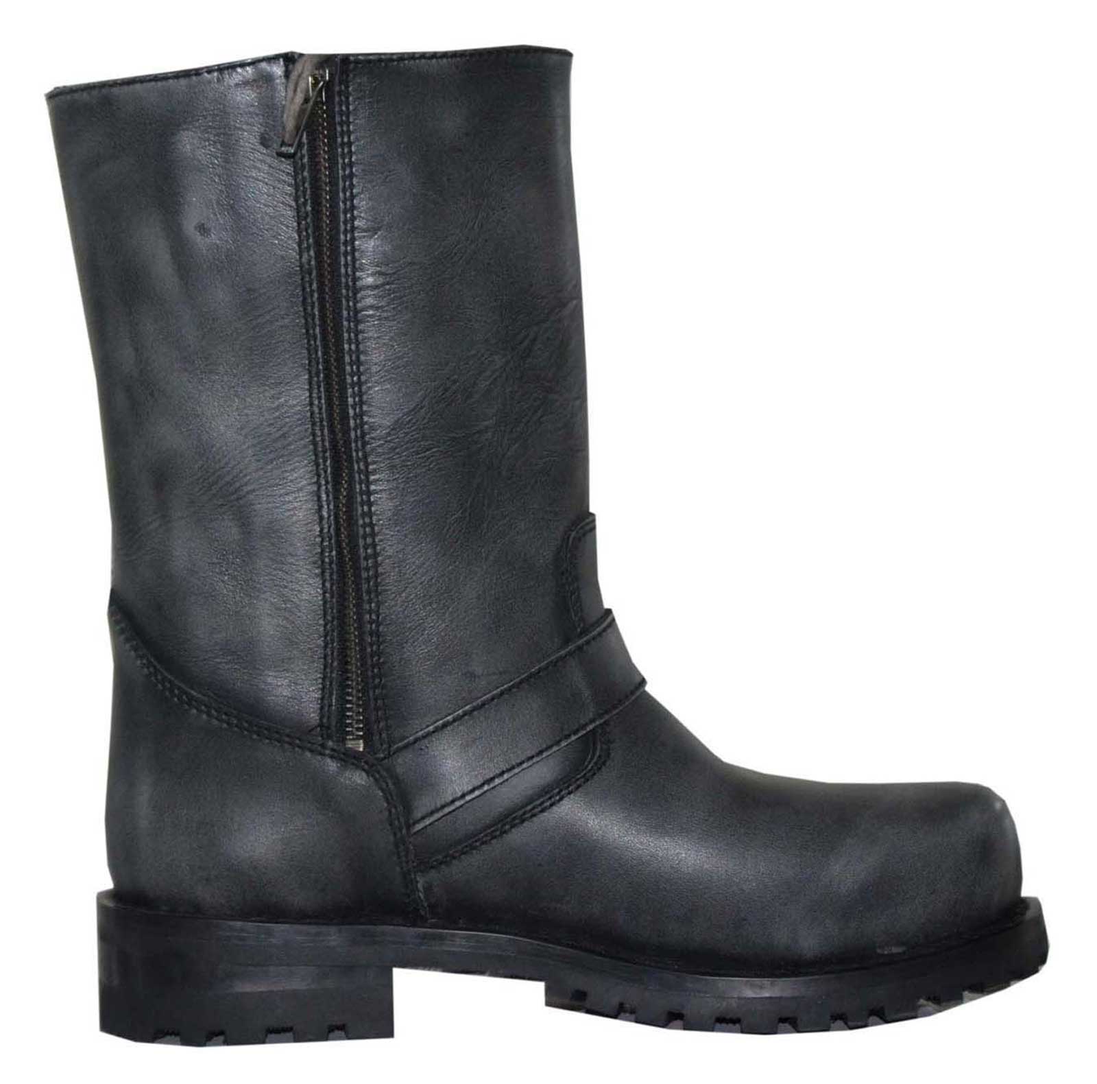 ぶーつ カリ Unik Just for Bikers Men's Premium Gray Cowhide Leather Motorcycle