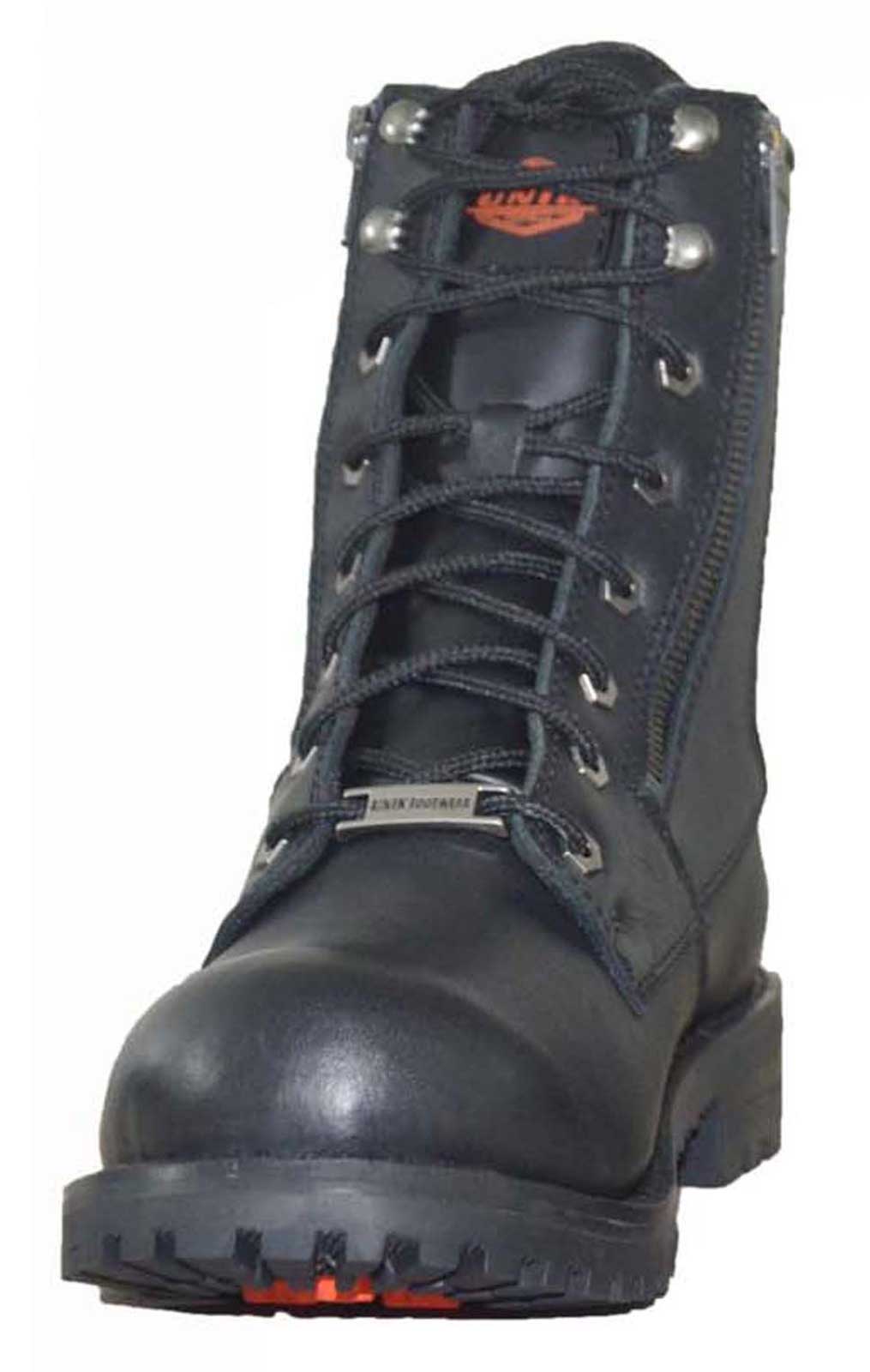 Unik Just for Bikers Men's Premium Leather Zipper Motorcycle Boots, Classic Black 10011-M - No Hassle Returns at Wisconsin Harley