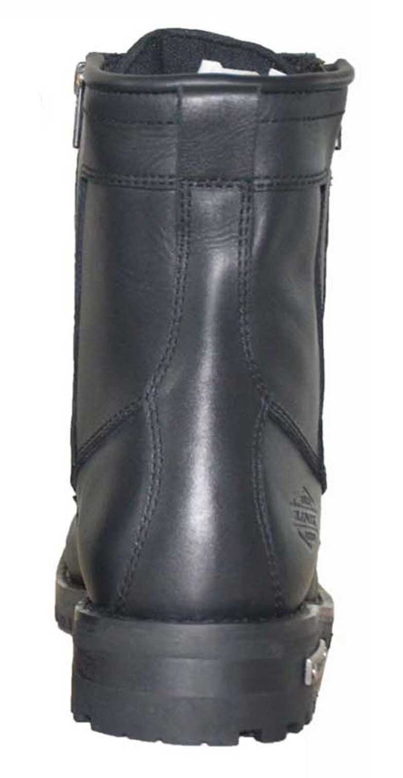 Unik Just for Bikers Men's Premium Leather Zipper Motorcycle Boots, Classic Black 10011-M - Largest Selection of Harley-Davidson Products