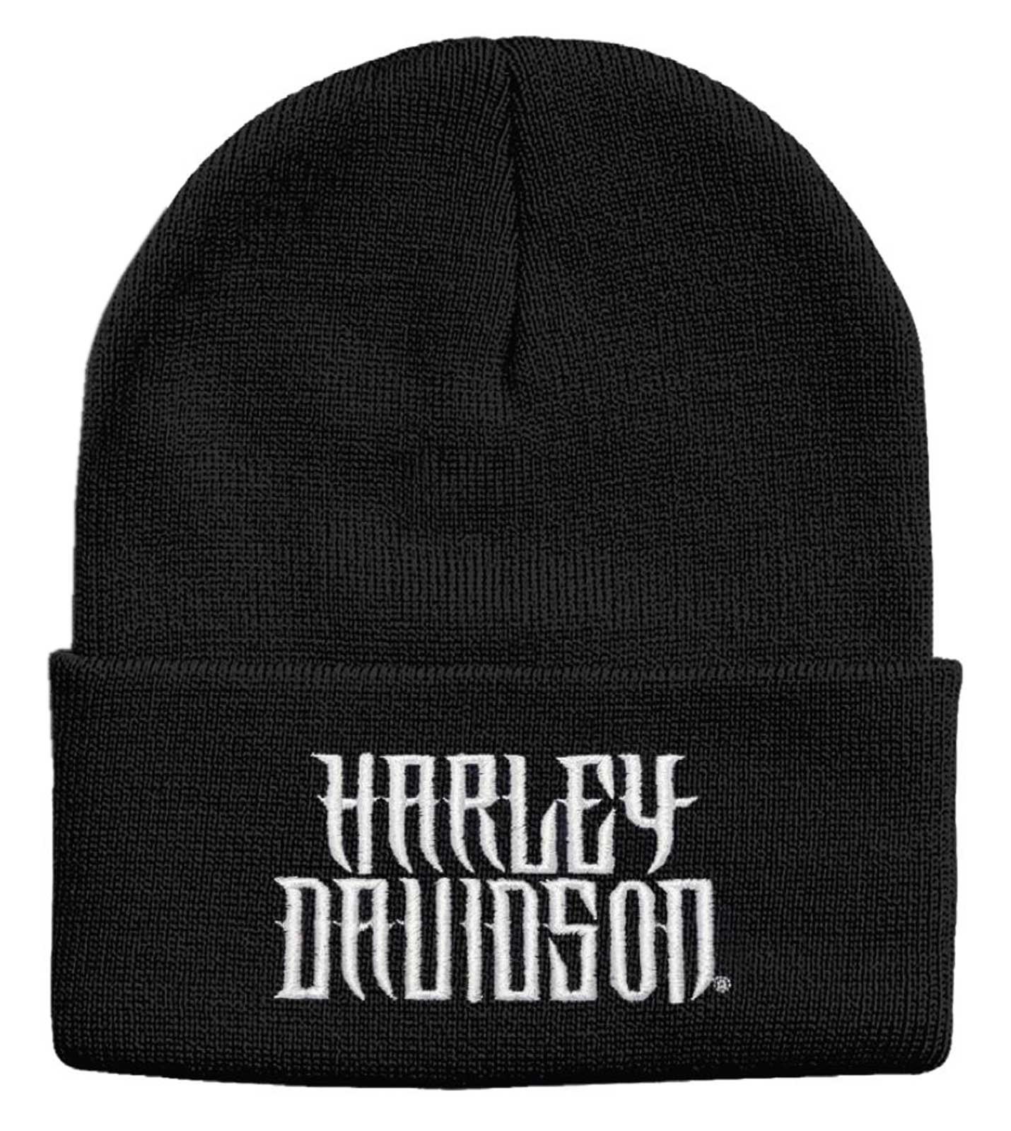 Harley-Davidson Men's Looted Embroidered Cuffed Acrylic Beanie Hat - Black - Wisconsin Harley-Davidson