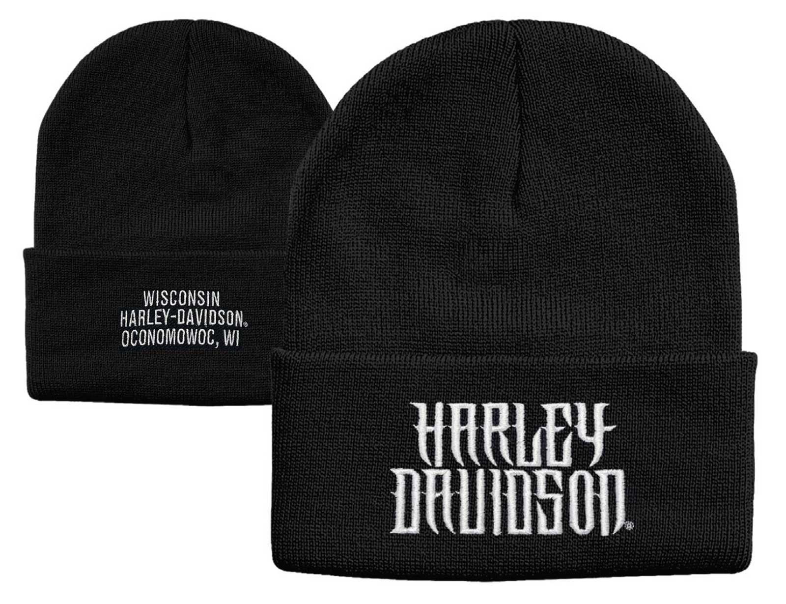 Harley-Davidson Free Shipping - Harley-Davidson Men's Looted Embroidered Cuffed Acrylic Beanie Hat - Black - Free Shipping on many products plus Orders Over $99