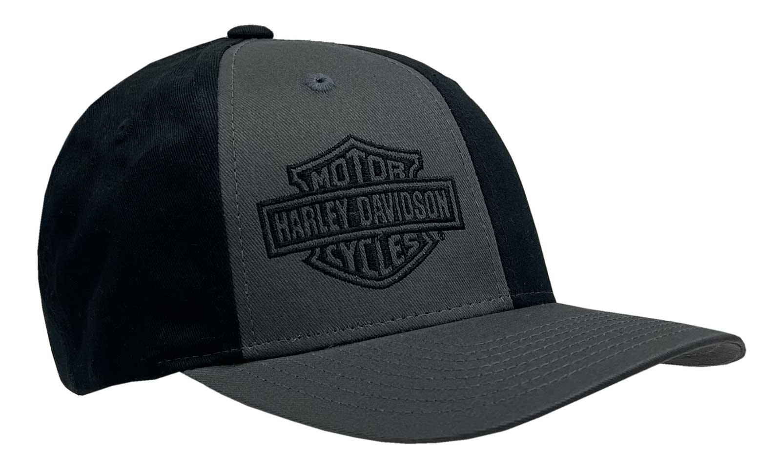 Harley-Davidson Men's Striped Down Adjustable Snapback Baseball Cap – Gray/Black - Wisconsin Harley-Davidson