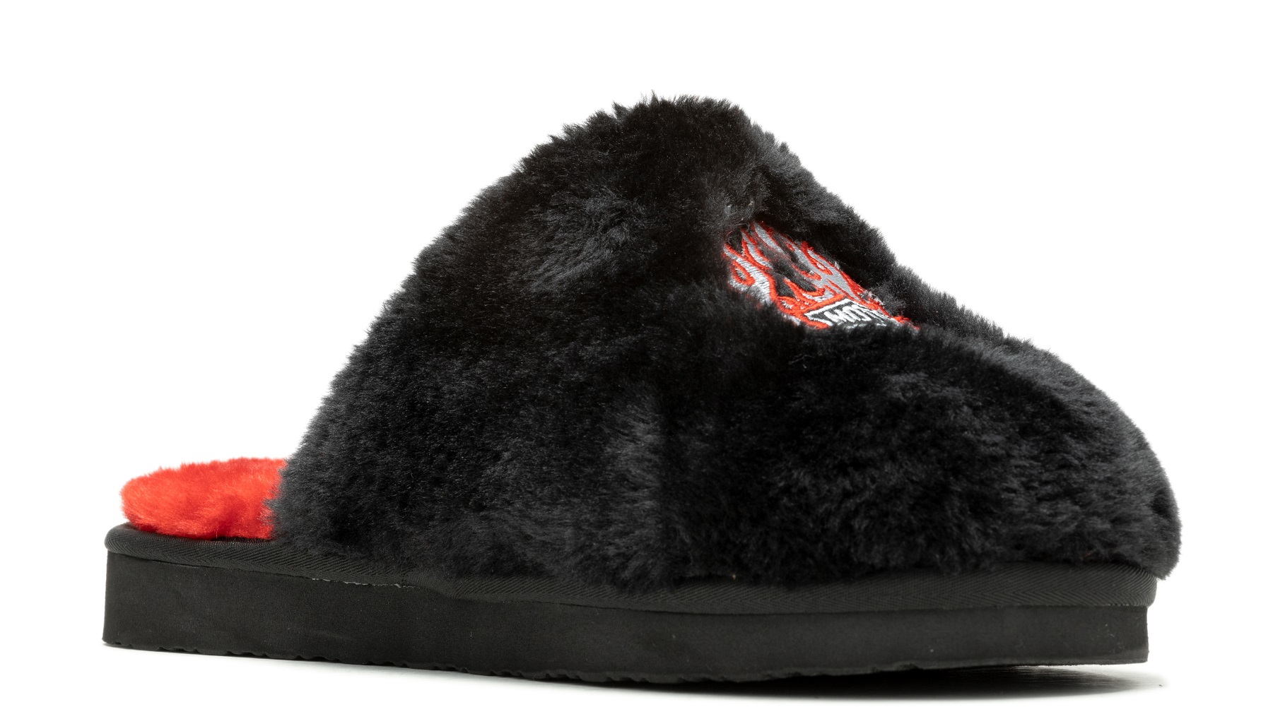 Harley-Davidson Women's Barela Flame Logo Fur House Slippers , D84801 - Wisconsin Harley-Davidson