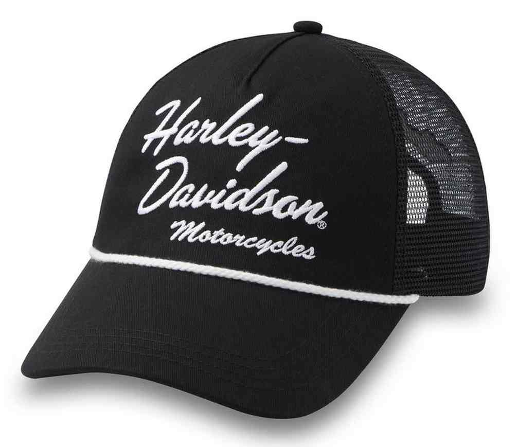 Harley-Davidson Women's Script Adjustable Trucker Cap - Black 99409-25VW - Wisconsin Harley-Davidson