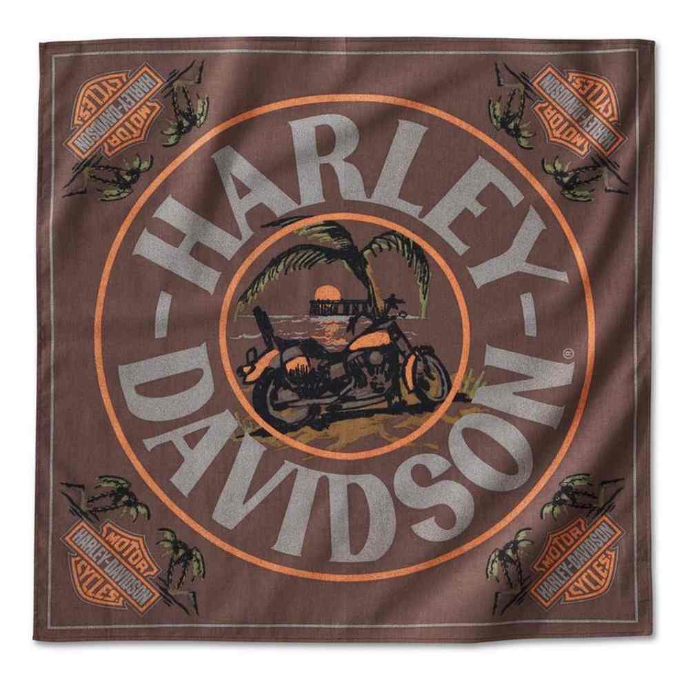Harley-Davidson Men's Daytona Print Cotton Bandana – Java Brown 97750-24VM - Wisconsin Harley-Davidson