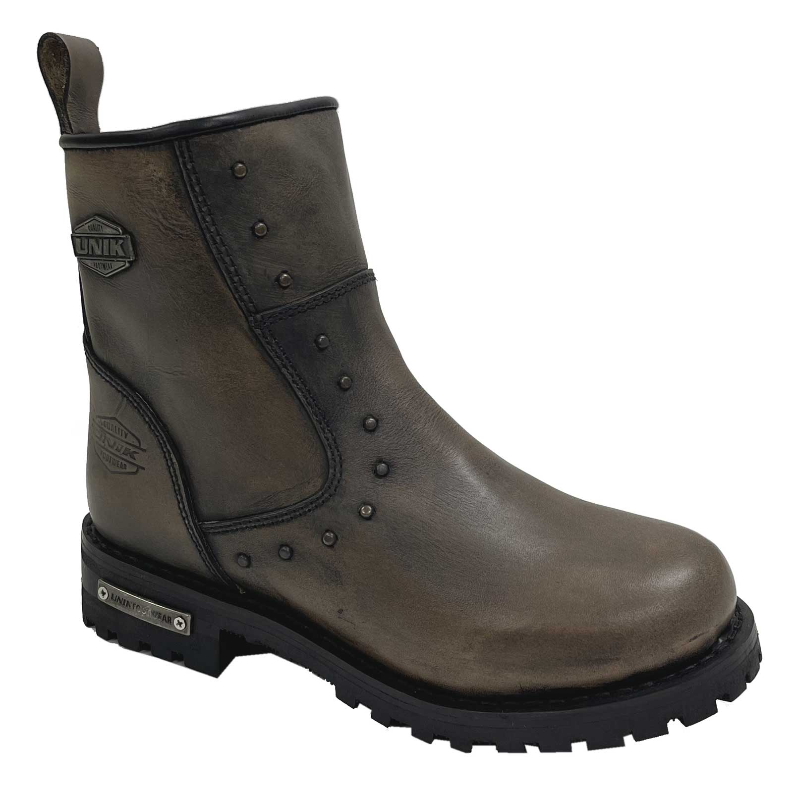 Unik Women's Premium Leather Studded Motorcycle Boots – Brown 12007-BR-L - Wisconsin Harley-Davidson