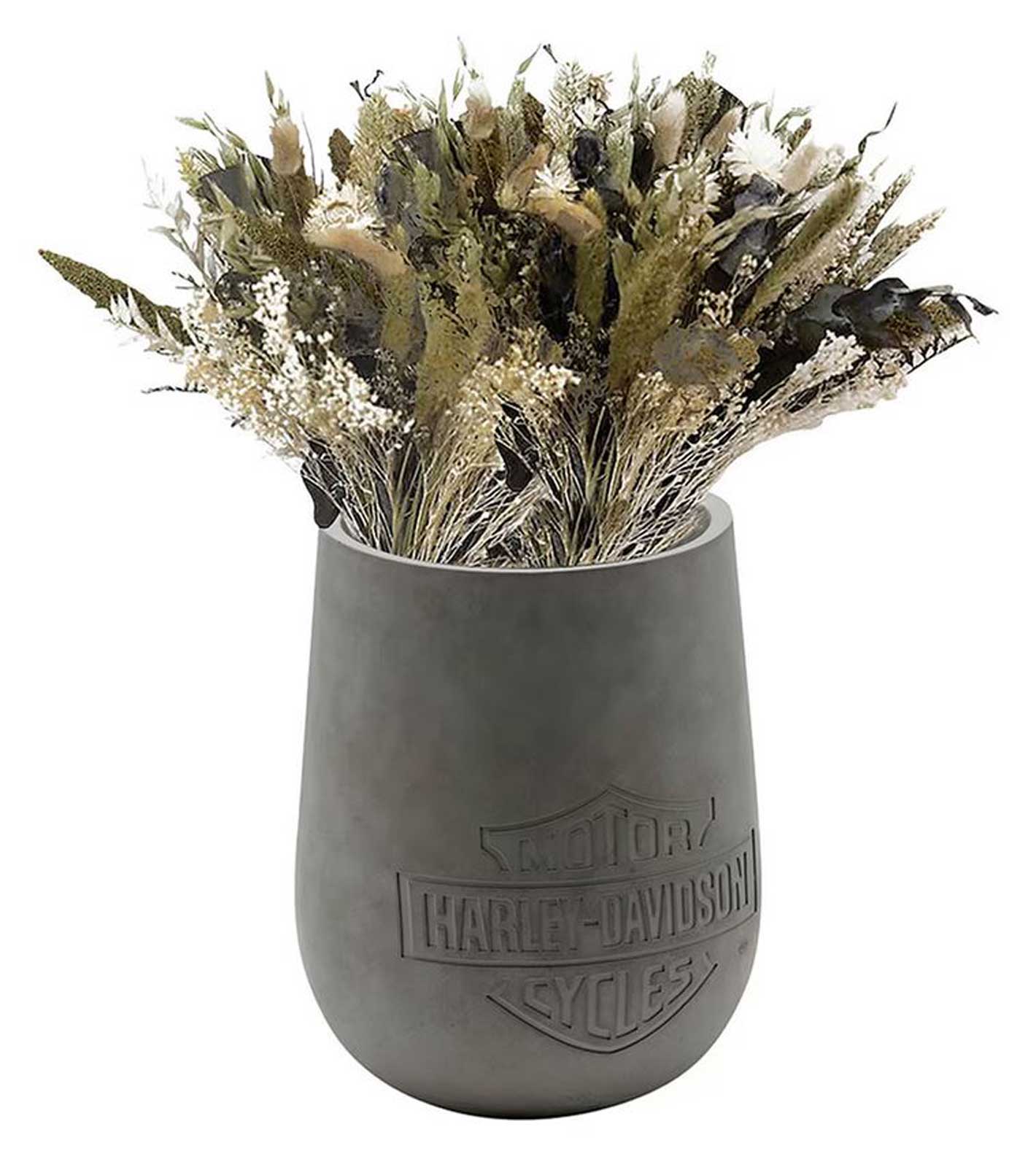Harley-Davidson® Engraved Bar & Shield Logo Concrete Vase
