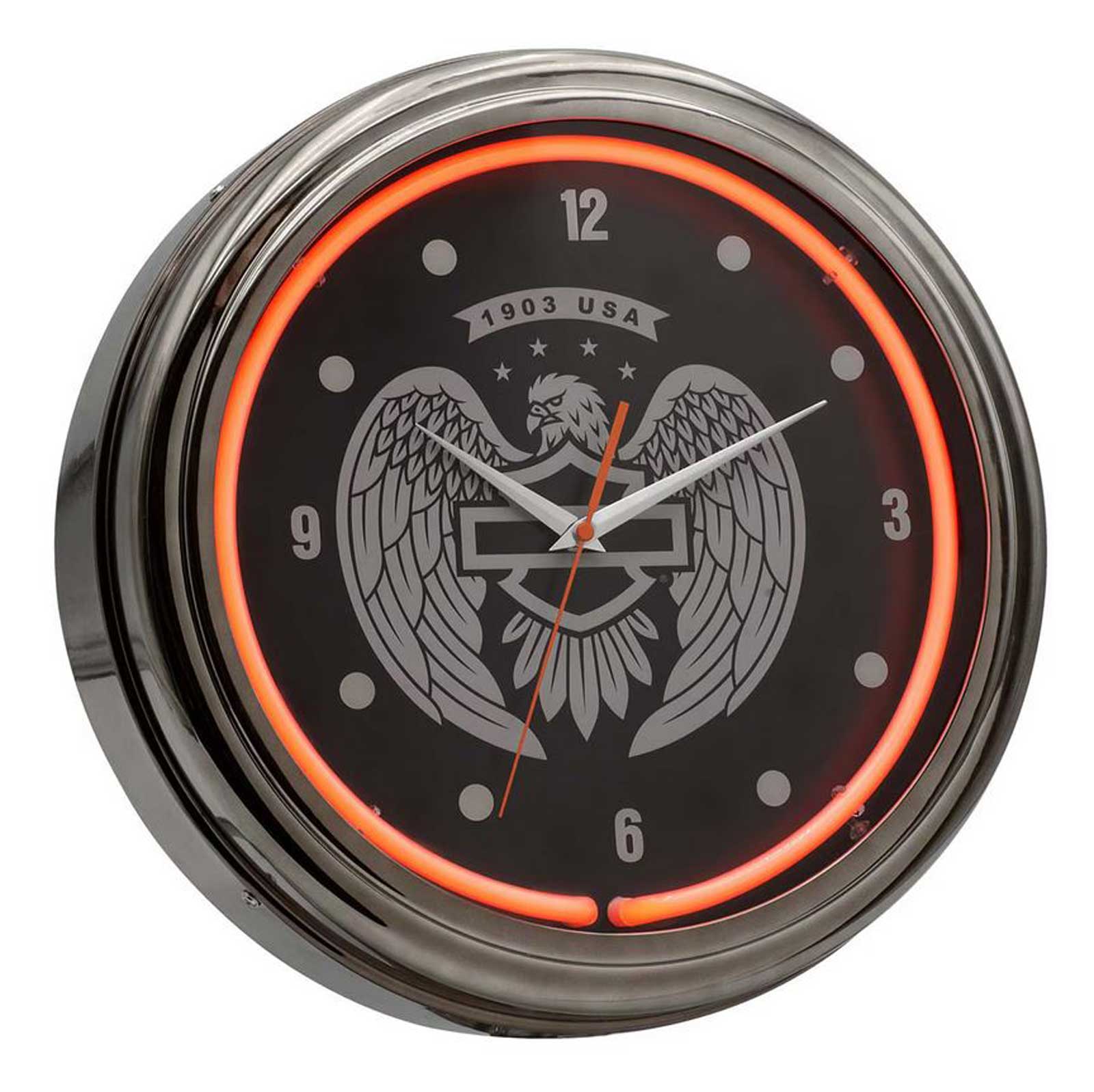 Harley-Davidson Free Shipping - Harley-Davidson Open Bar & Shield Eagle Neon Clock - 15 inch – Red Neon - Free Shipping on many products plus Orders Over $99