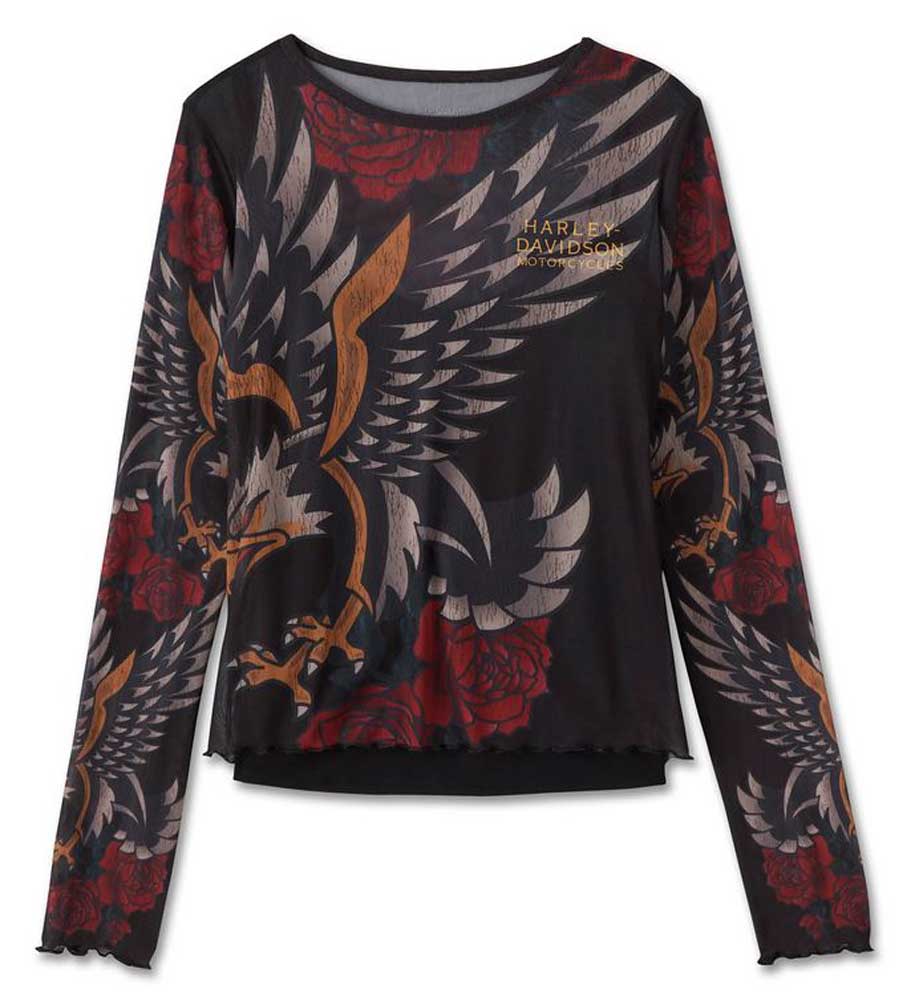 トップス HARLEY-DAVIDSON CAFE LONG SLEEVE TEE Harley Davidson Skull Goggles Adult Fit Longsleeve Tee in