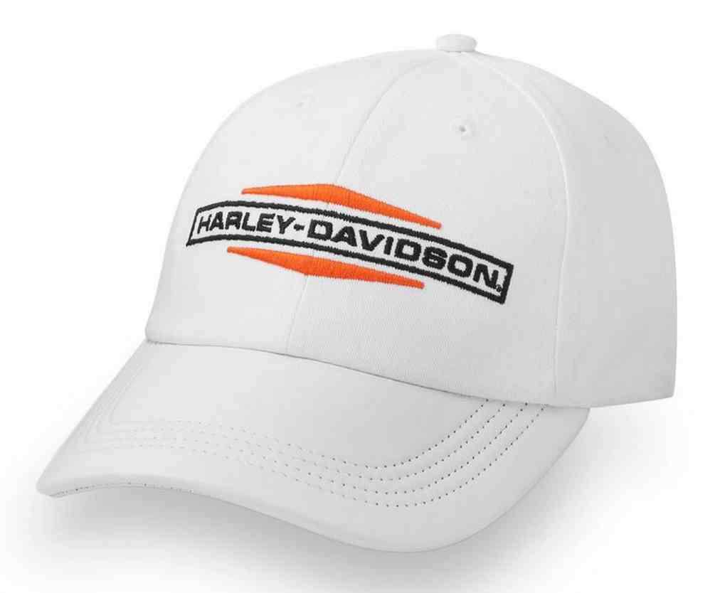 Harley-Davidson Women's Stacked Bar & Shield Ponytail Cap – White 97634-25VW - Wisconsin Harley-Davidson
