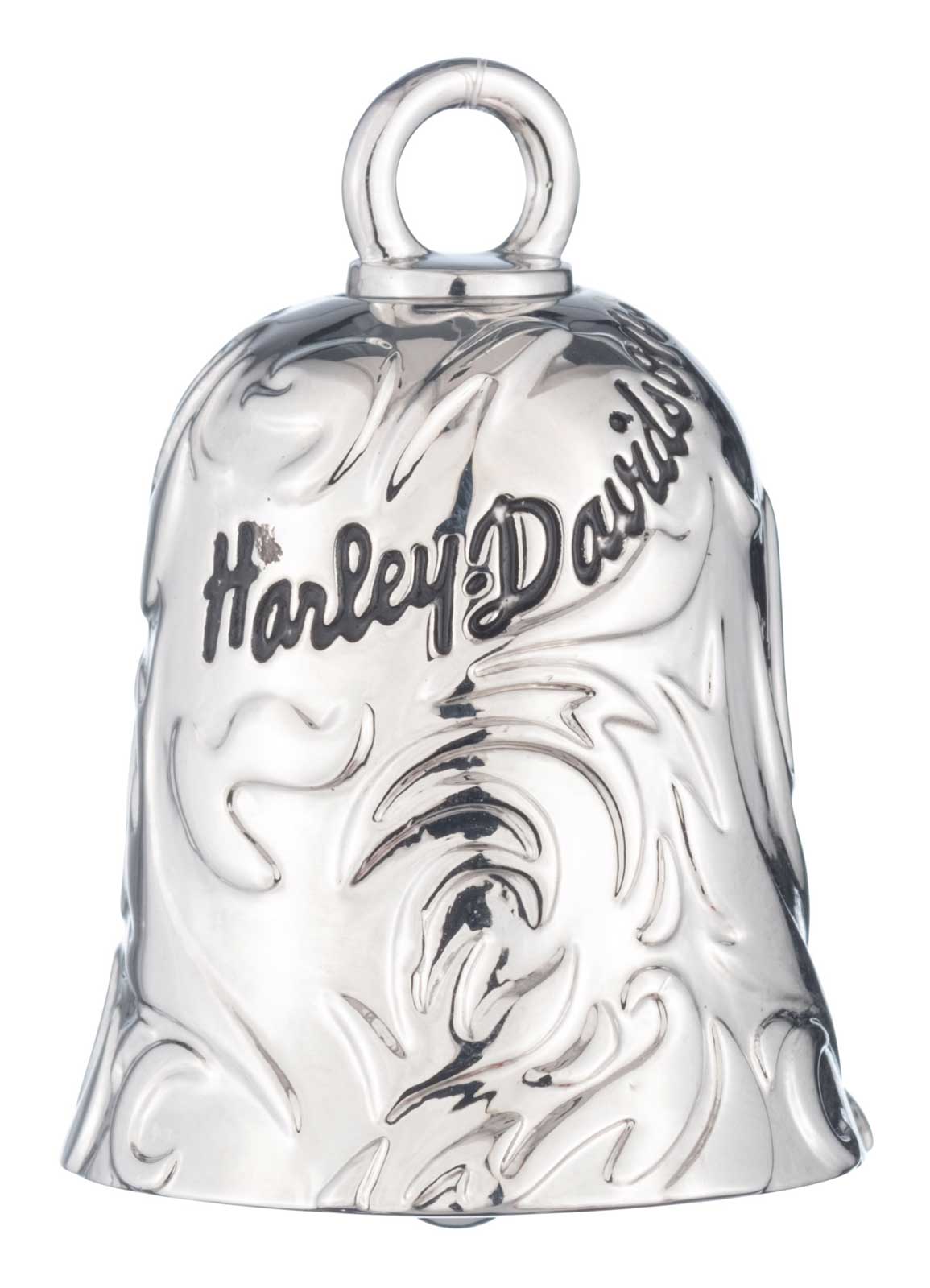 Harley-Davidson Feather Print H-D Text Brass Ride Bell, Silver Plating - Wisconsin Harley-Davidson