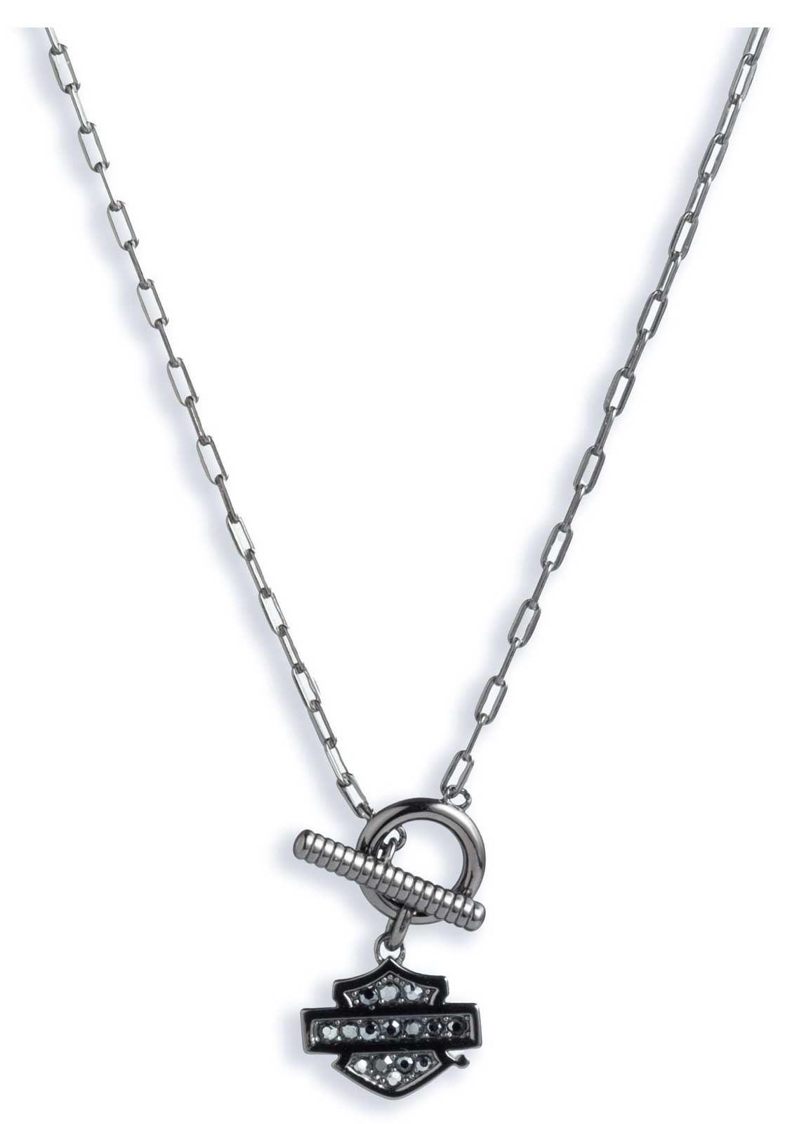 Harley-Davidson Women's 16in. Stones Bar & Shield Toggle Collar Necklace, Silver - Wisconsin Harley-Davidson