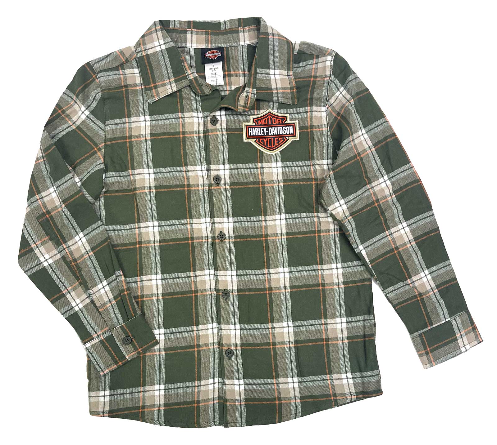 Harley-Davidson Big Boys' Bar & Shield Brushed Plaid Long Sleeve Shirt – Green - Wisconsin Harley-Davidson