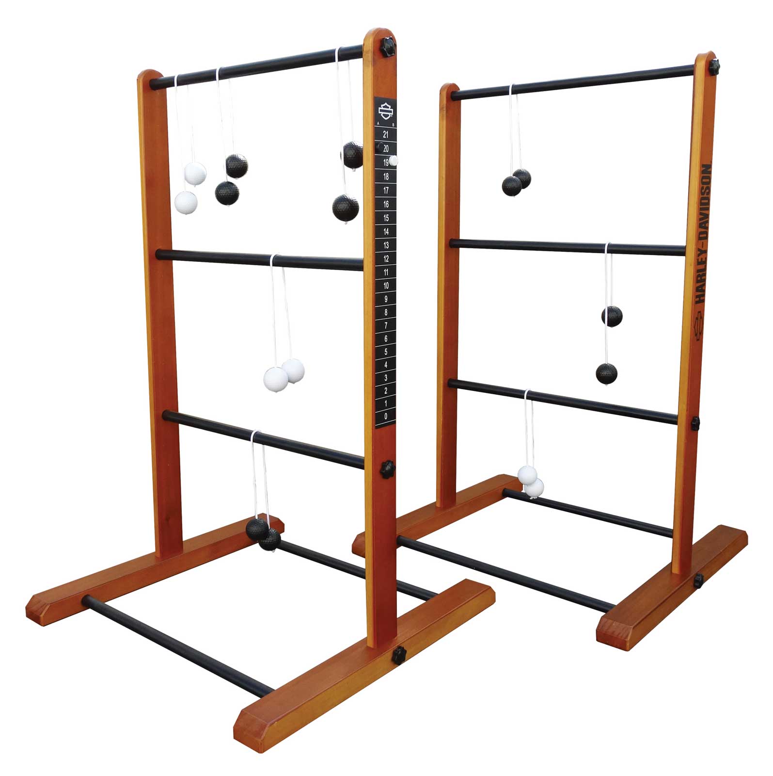 Harley-Davidson Deluxe Wooden Ladder Ball Toss Yard Game w/ Carry Case - Wisconsin Harley-Davidson
