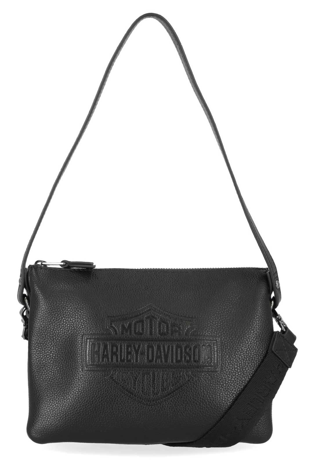 Harley-Davidson Women's Rebel Pebble Bar & Shield Crossbody Bag - Black - Wisconsin Harley-Davidson