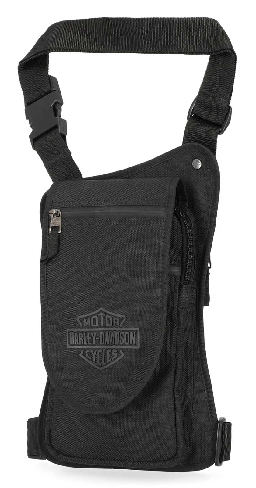 Harley-Davidson Men's Bar & Shield Polyester Shoulder Thigh Pack Bag, Black - Wisconsin Harley-Davidson