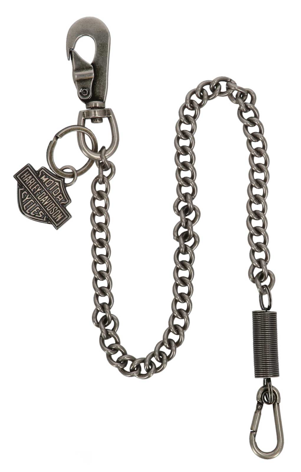 Harley-Davidson Men's Bar & Shield Spring 24 inch Wallet Chain, Antique Nickel - Wisconsin Harley-Davidson