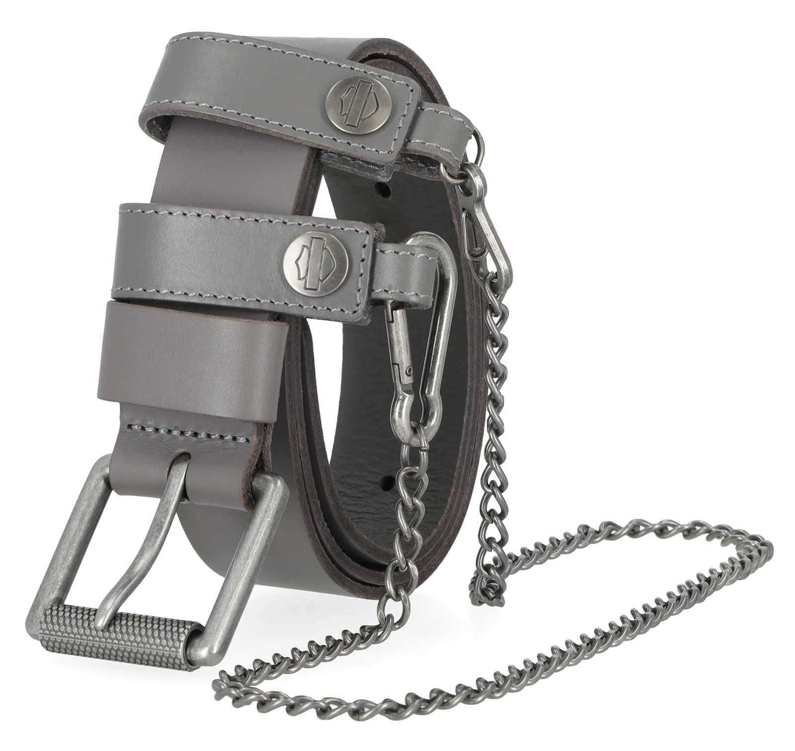 Harley-Davidson Women's Utility Fob Chain Genuine Leather Belt – Solid Gray - No Hassle Returns at Wisconsin Harley