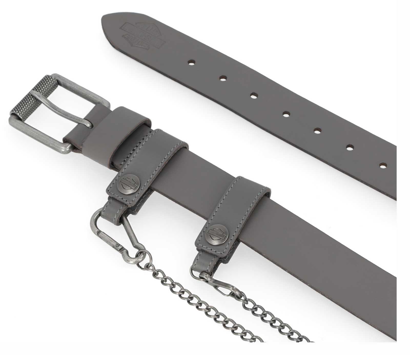 Harley-Davidson Women's Utility Fob Chain Genuine Leather Belt – Solid Gray - Largest Selection of Harley-Davidson Products