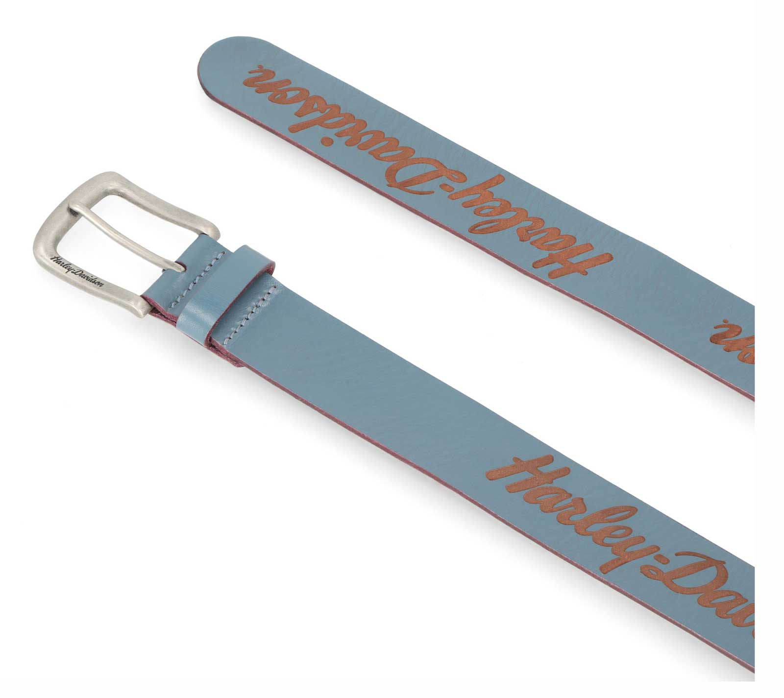 Harley-Davidson Women's Long Tail Laser Etch Genuine Leather Belt – Bluestone - Largest Selection of Harley-Davidson Products